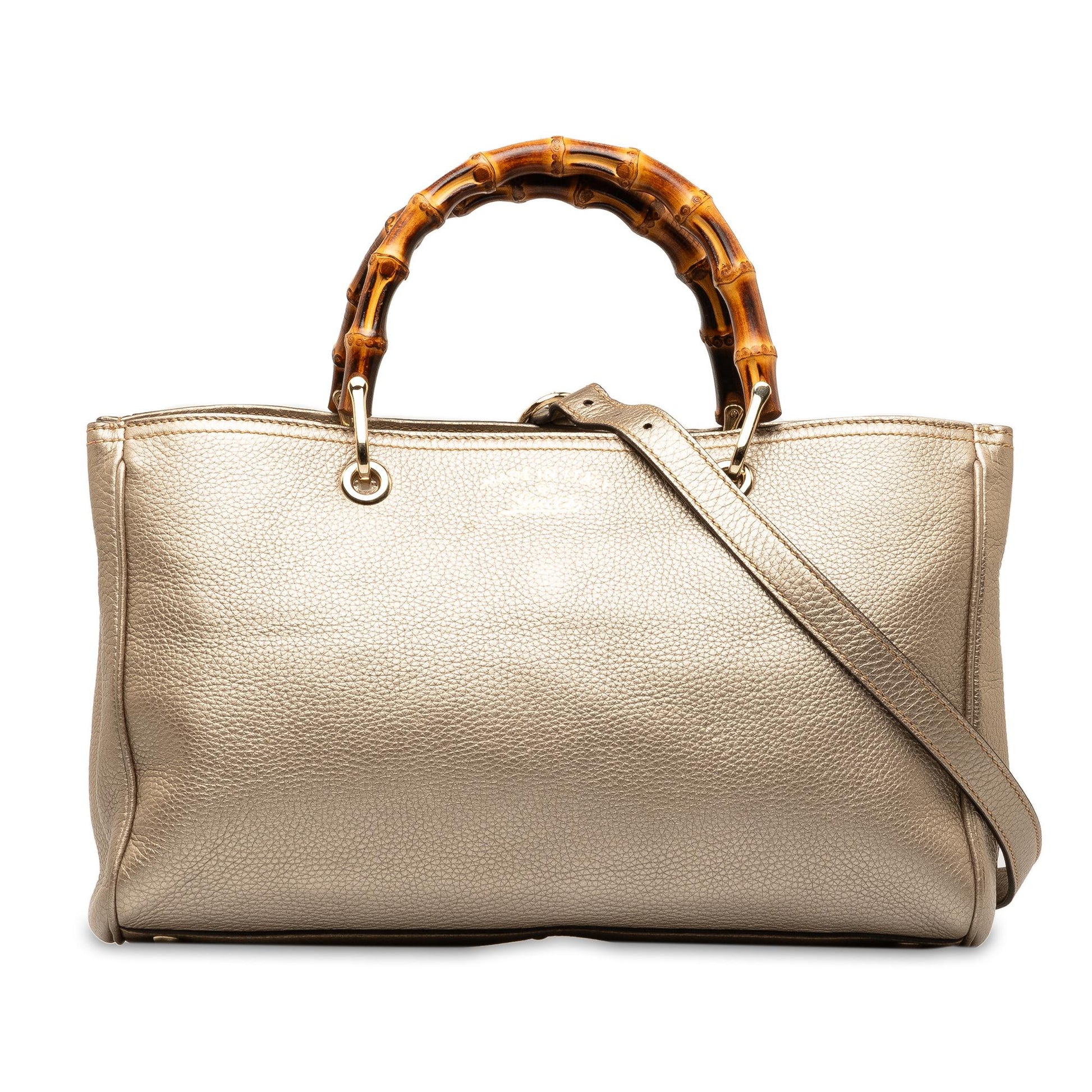 Gucci Bamboo Shopper SHG-Qy1cuX Calf Gold Medium Satchel Bag