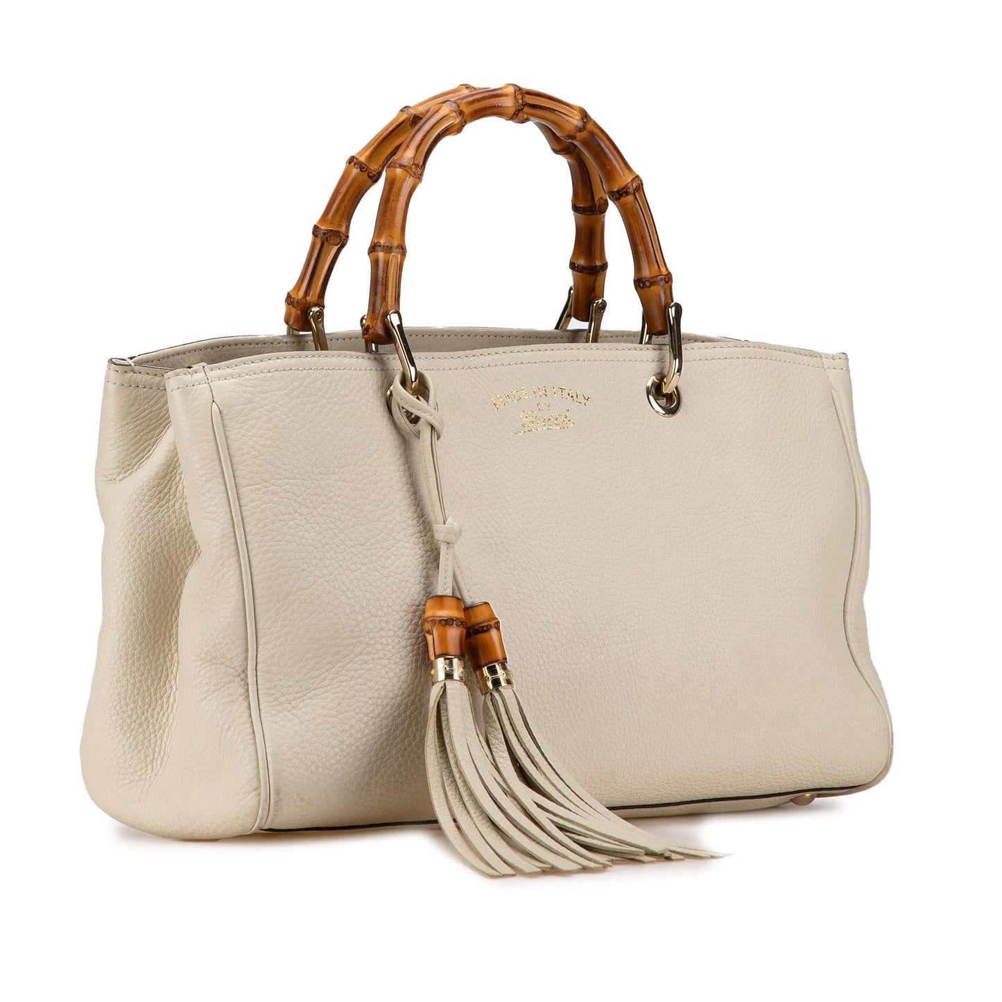 Gucci Bamboo Shopper SHG-rpDfrP Calf White Medium Satchel Bag