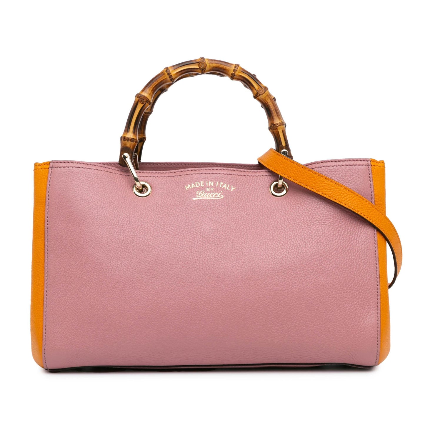 Gucci Bicolor Bamboo Shopper Calf Calfskin Pink Medium Satchel Bag