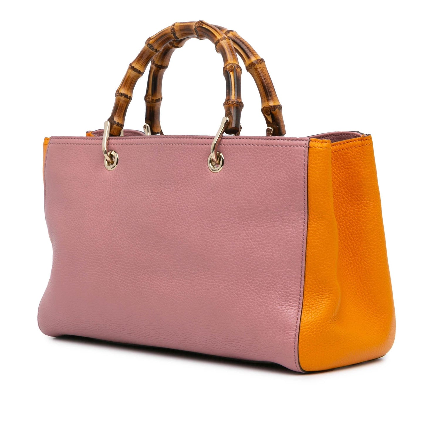 Gucci Bicolor Bamboo Shopper Calf Calfskin Pink Medium Satchel Bag