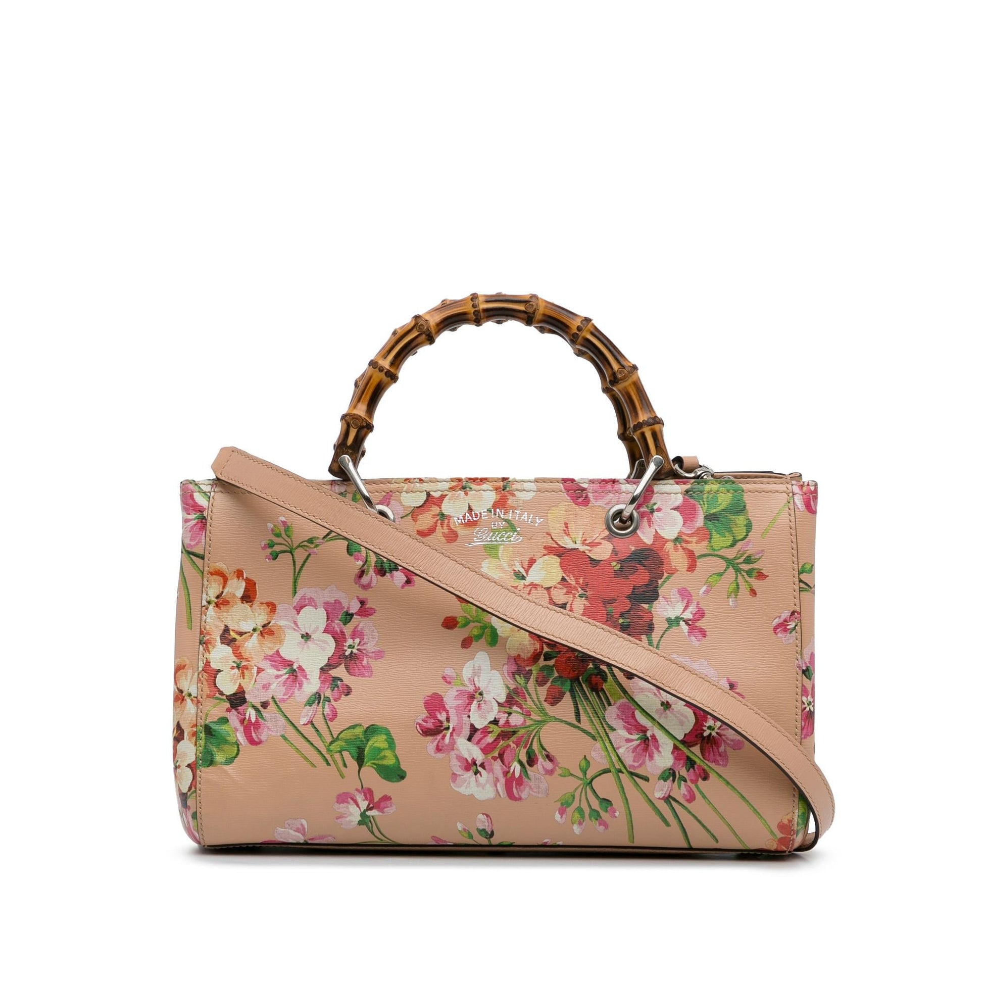 Gucci Blooms Bamboo Shopper SHG-7mrClL Calf Brown Medium Satchel Bag