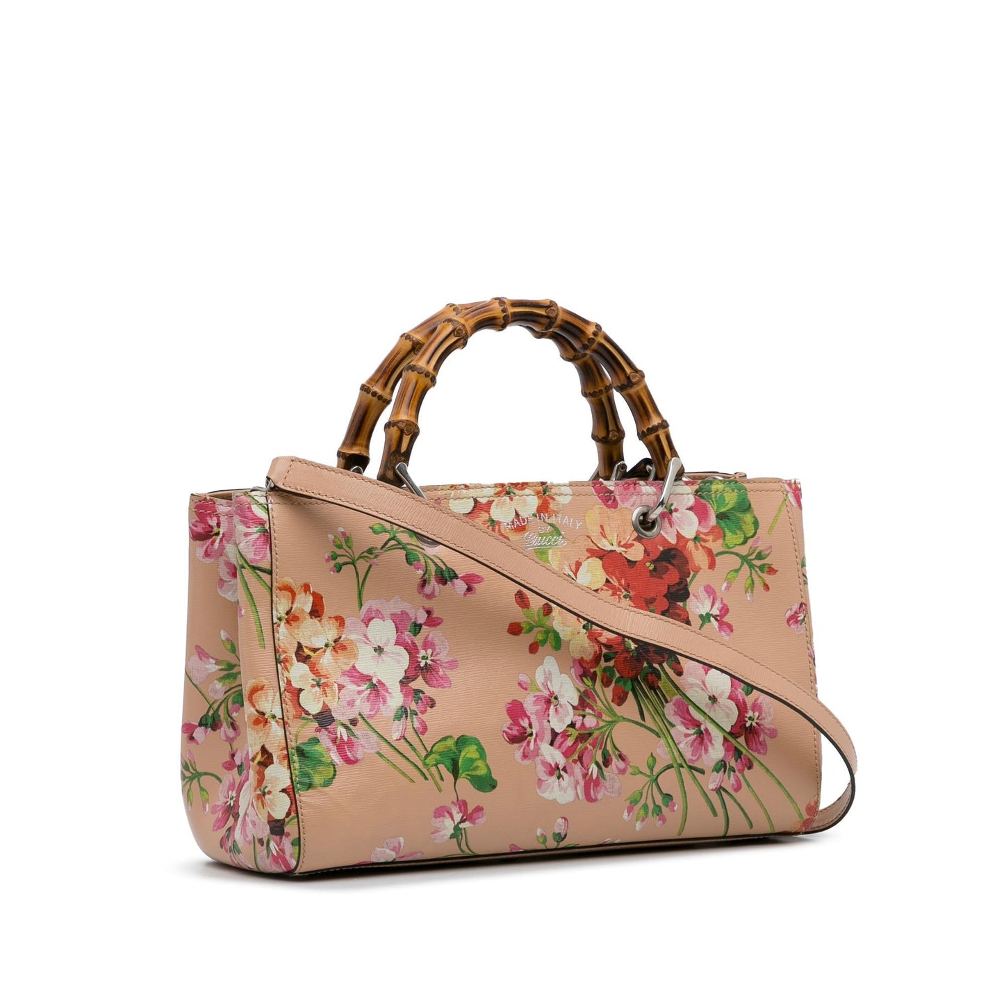 Gucci Blooms Bamboo Shopper SHG-7mrClL Calf Brown Medium Satchel Bag