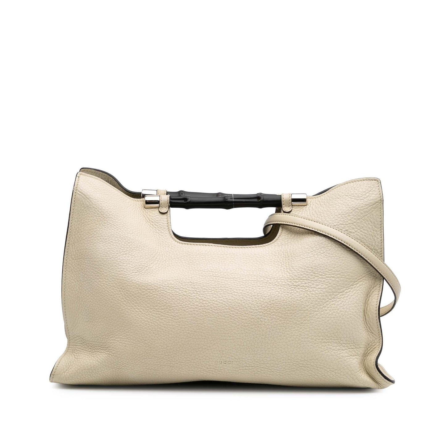 Gucci Bamboo Daily Shopper Calf Calfskin White Medium Satchel Bag Shopper Satchel