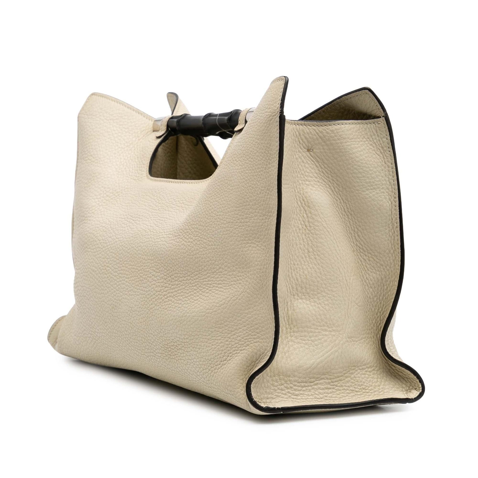 Gucci Bamboo Daily Shopper Calf Calfskin White Medium Satchel Bag Shopper Satchel
