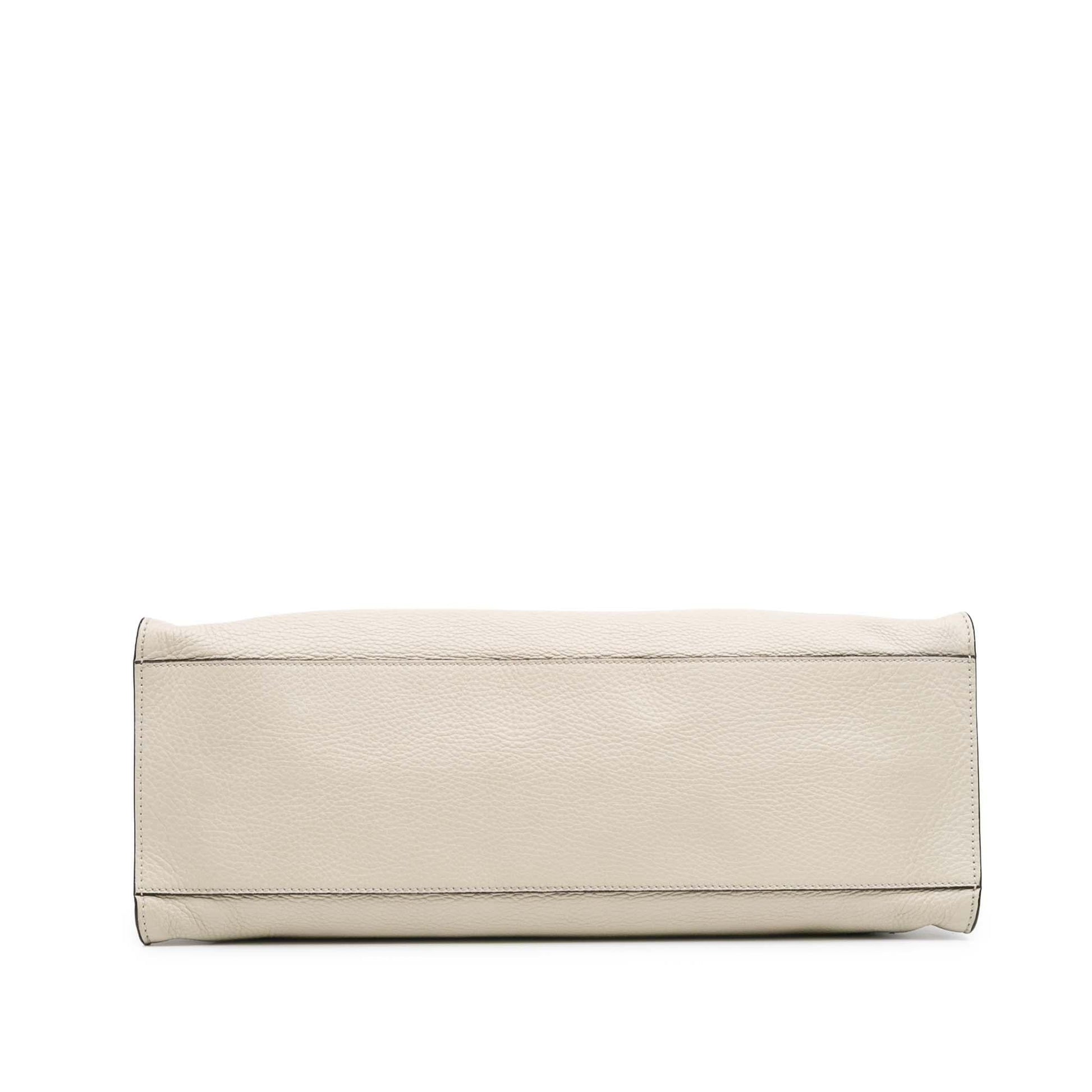 Gucci Bamboo Daily Shopper Calf Calfskin White Medium Satchel Bag