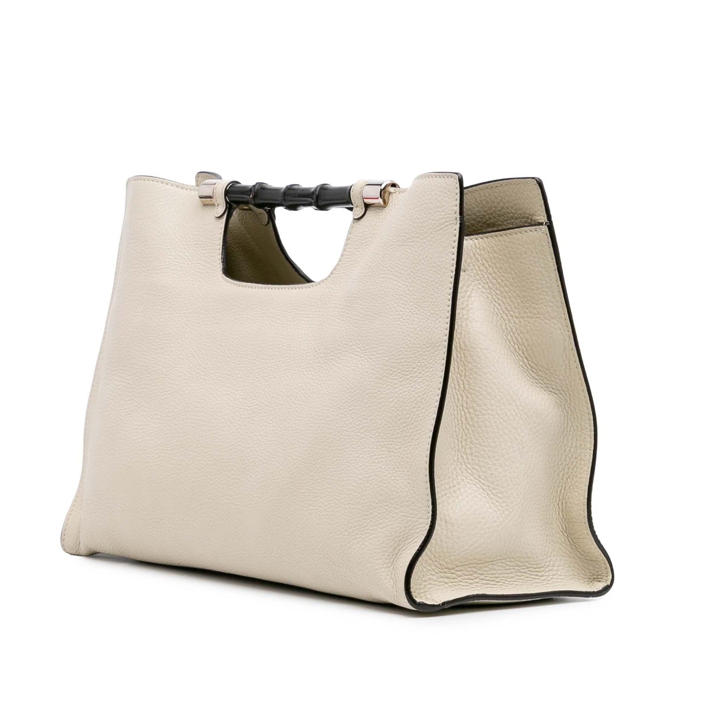 Gucci Bamboo Daily Shopper Calf Calfskin White Medium Satchel Bag