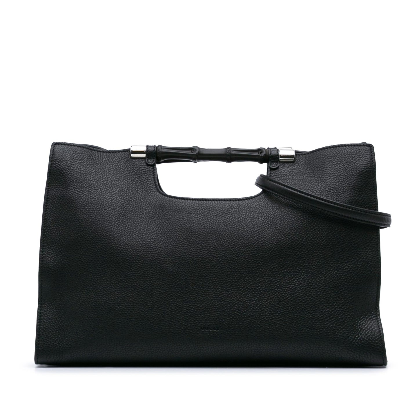Gucci Bamboo Daily Shopper Calf Calfskin Black Medium Satchel Bag Satchel 4