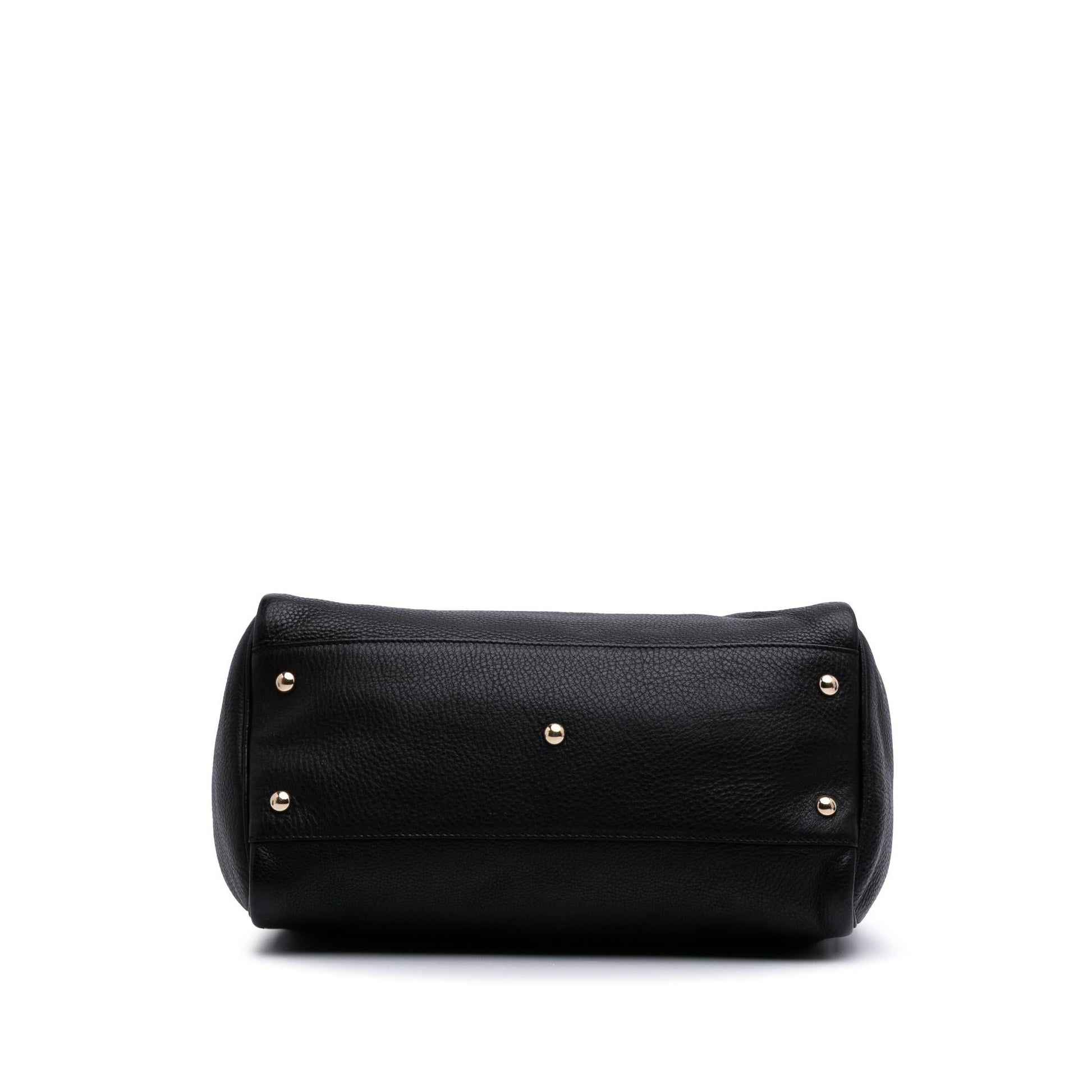 Gucci Bamboo Shopper Boston Calf Calfskin Black Medium Satchel Bag