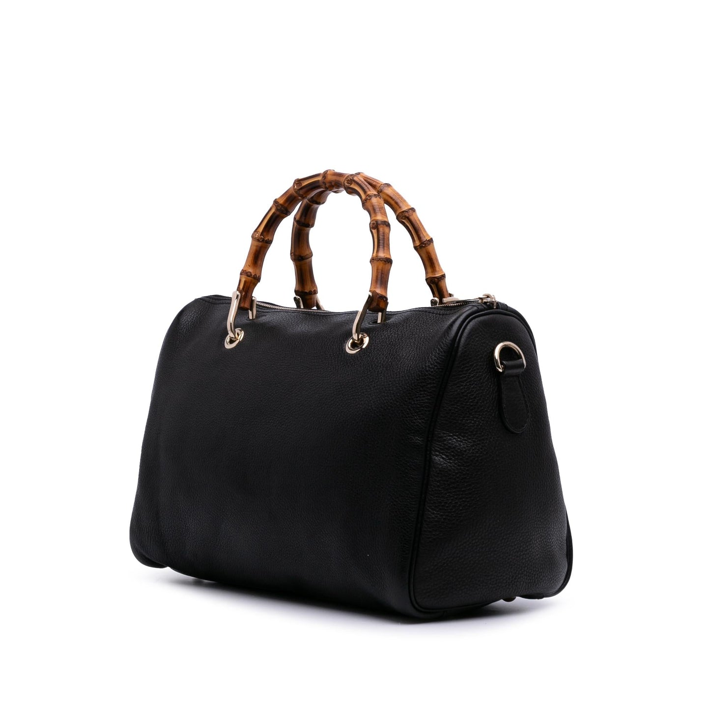 Gucci Bamboo Shopper Boston Calf Calfskin Black Medium Satchel Bag