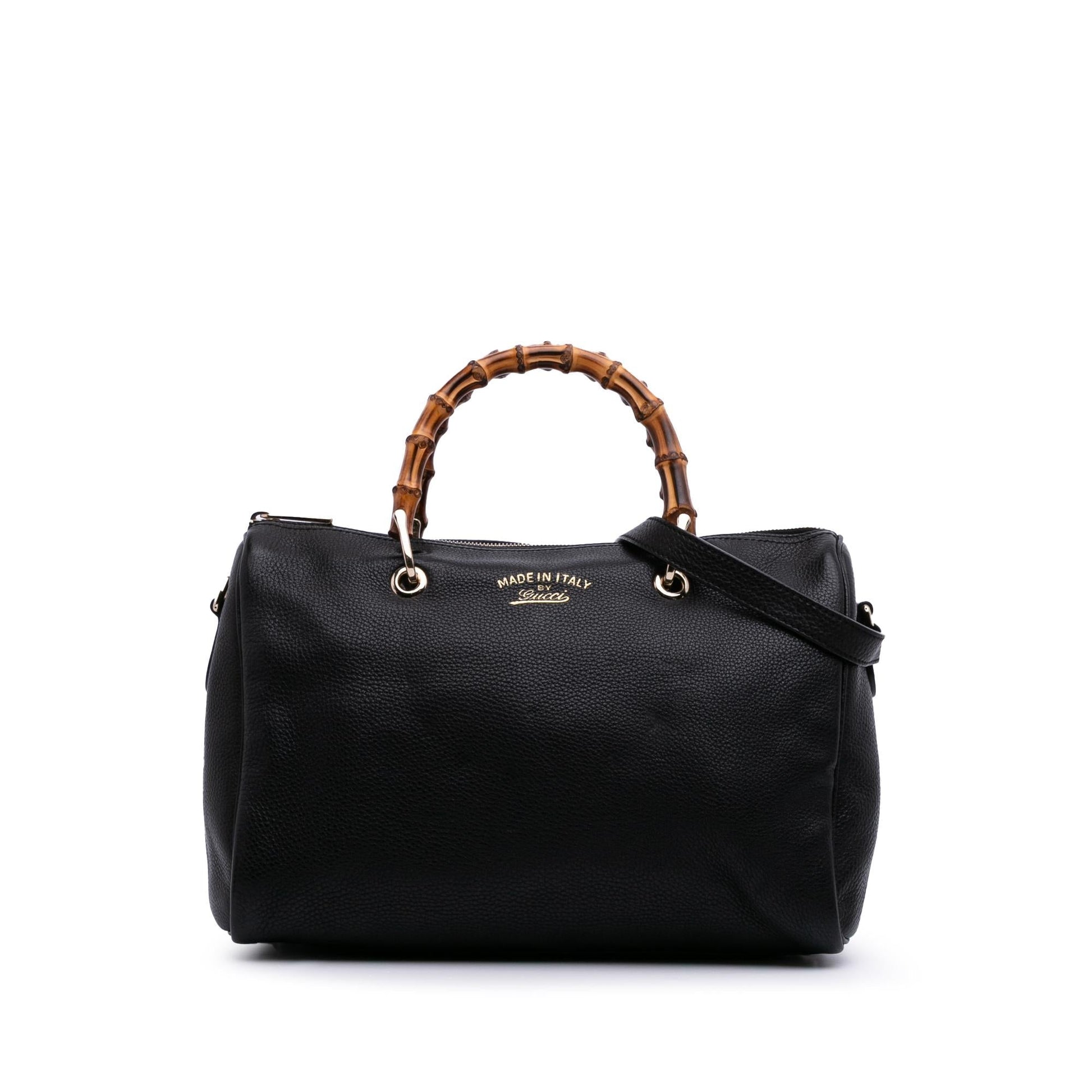 Gucci Bamboo Shopper Boston Calf Calfskin Black Medium Satchel Bag Bag 1