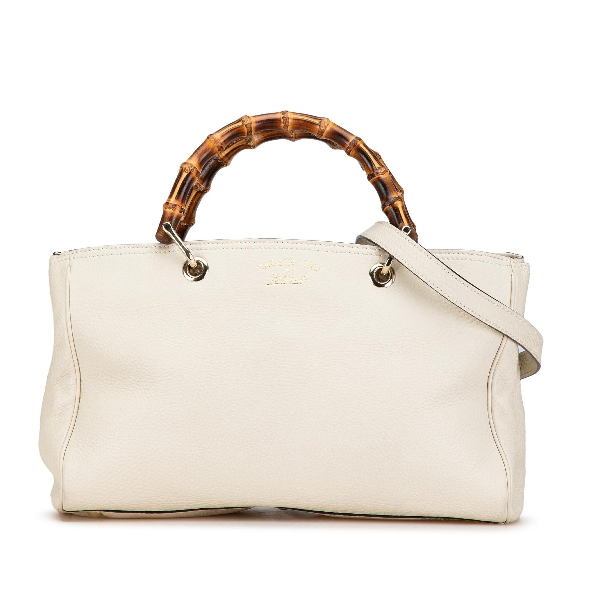 Gucci Bamboo Shopper SHG-W4g9o3 Calf Calfskin White Medium Satchel Bag