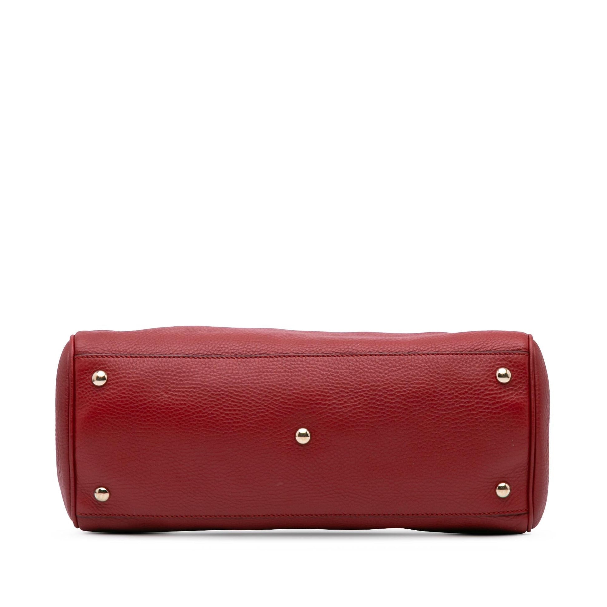 Gucci Bamboo Shopper Calf Calfskin Red Medium Satchel Bag Satchel 1