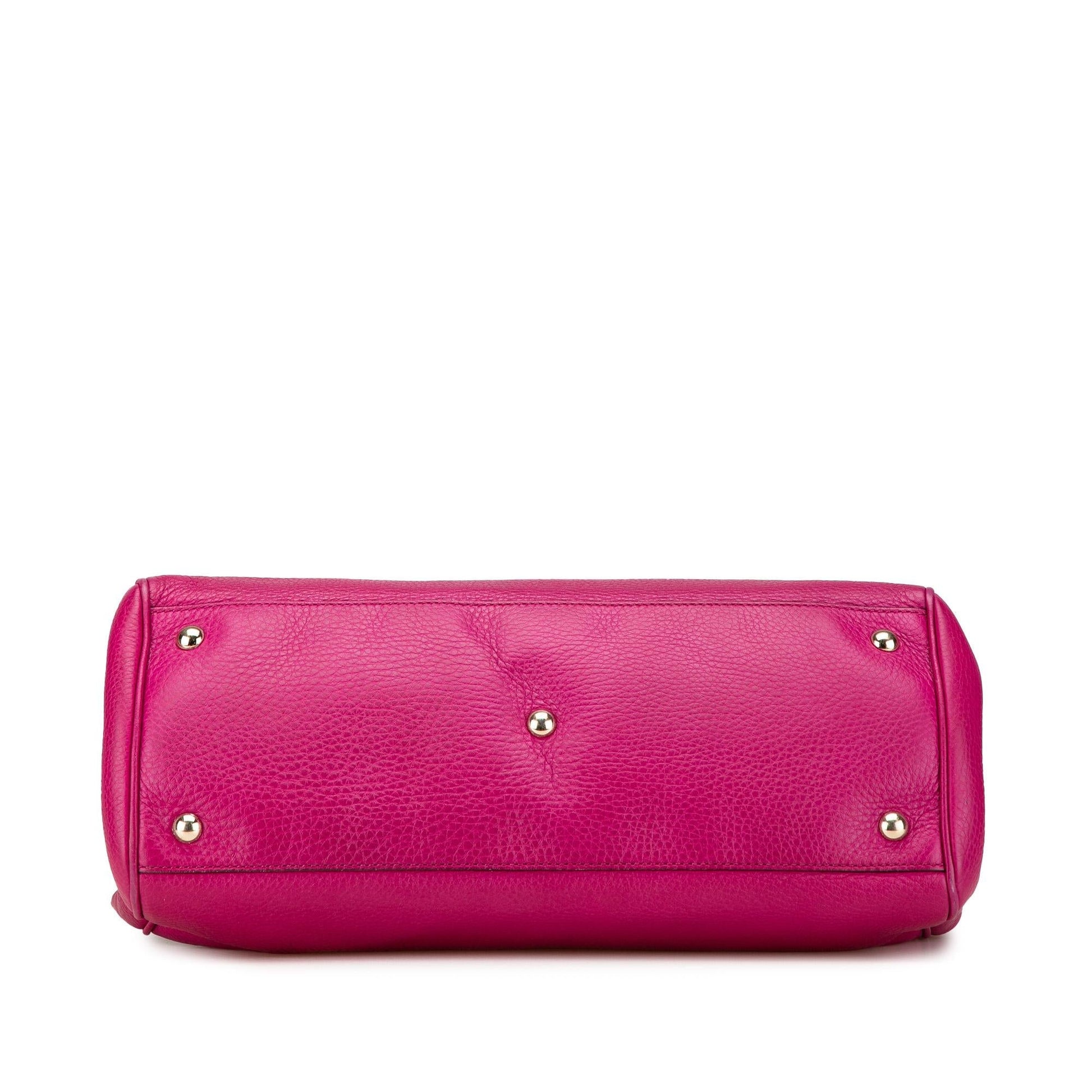 Gucci Bamboo Shopper Calf Calfskin Pink Medium Satchel Bag Satchel 4