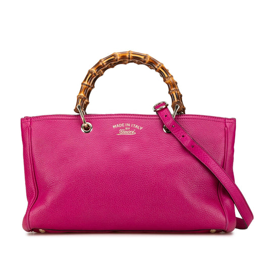 Gucci Bamboo Shopper Calf Calfskin Pink Medium Satchel Bag Satchel 4