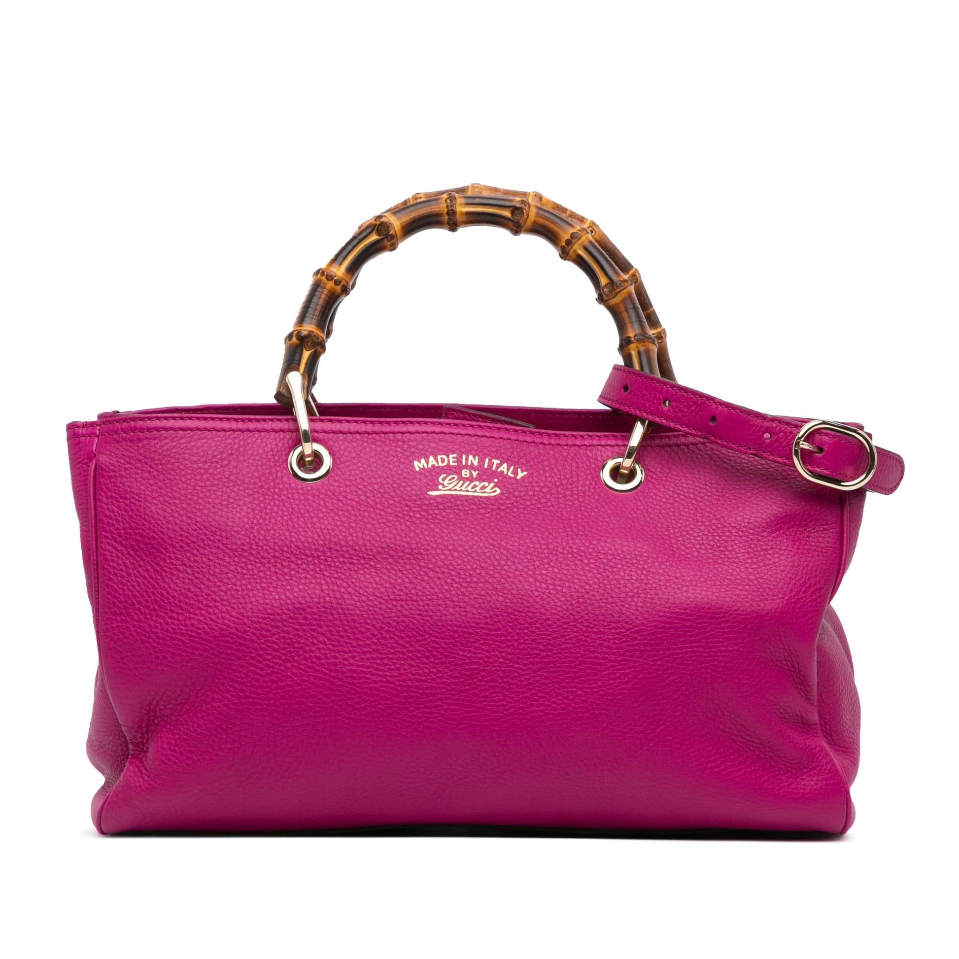 Gucci Bamboo Shopper Calf Calfskin Pink Medium Satchel Bag Satchel 6