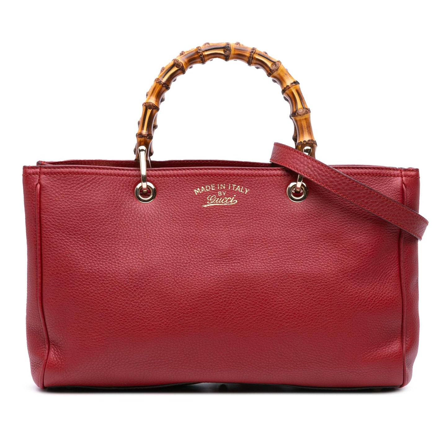 Gucci Bamboo Shopper Calf Calfskin Red Medium Satchel Bag Satchel 10