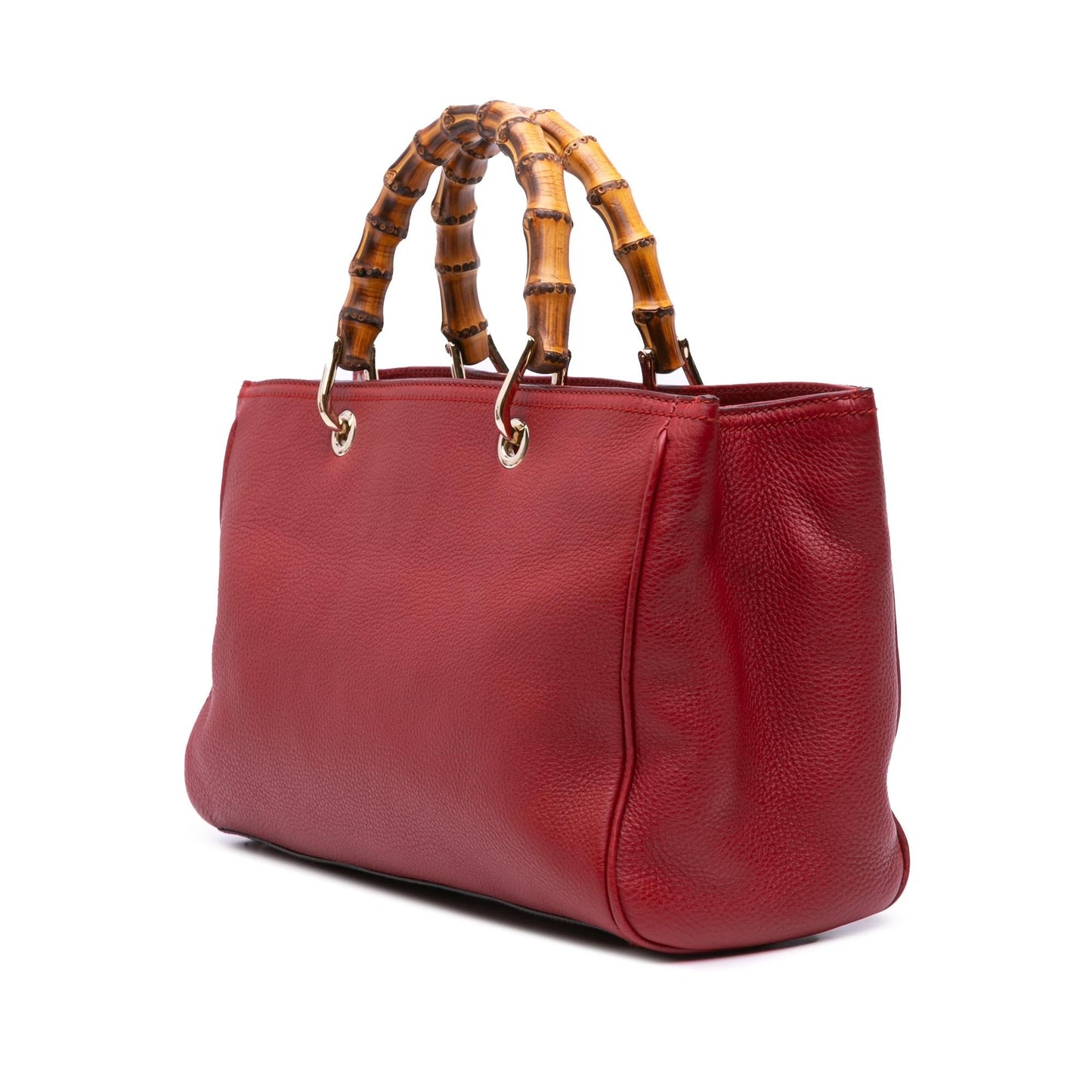 Gucci Bamboo Shopper Calf Calfskin Red Medium Satchel Bag Satchel 10