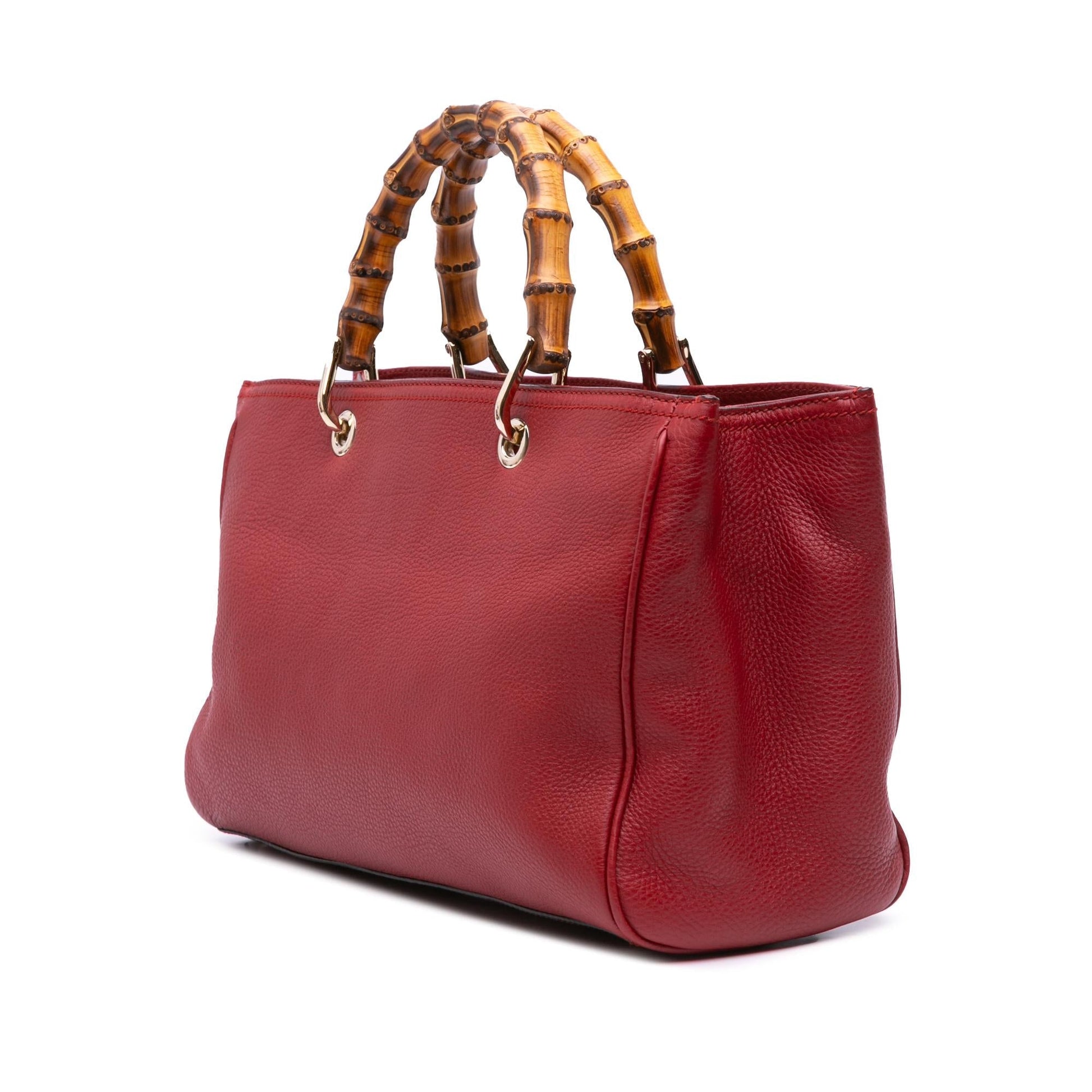 Gucci Bamboo Shopper Calf Calfskin Red Medium Satchel Bag Satchel 10
