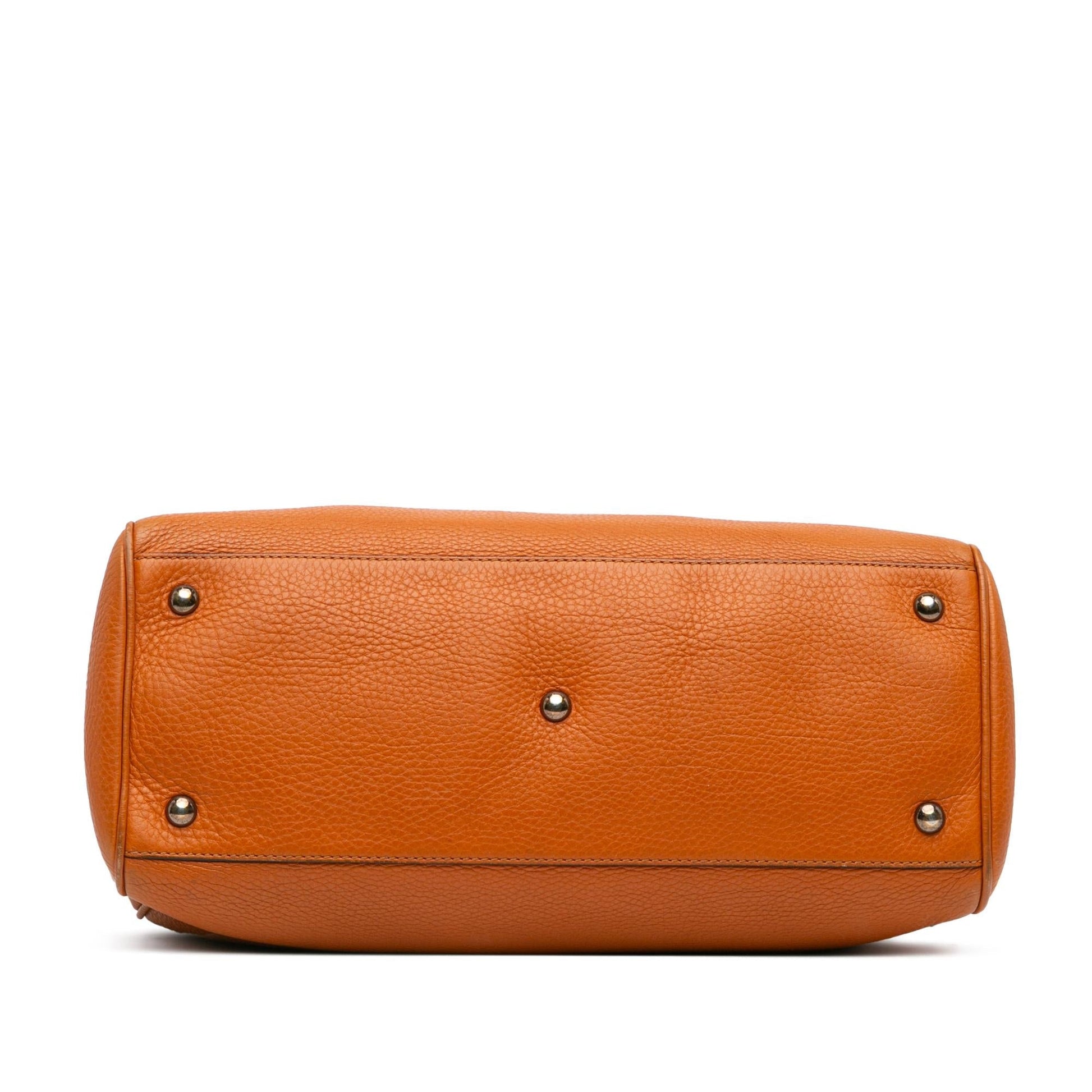 Gucci Bamboo Shopper Calf Calfskin Orange Medium Satchel Bag Satchel 11