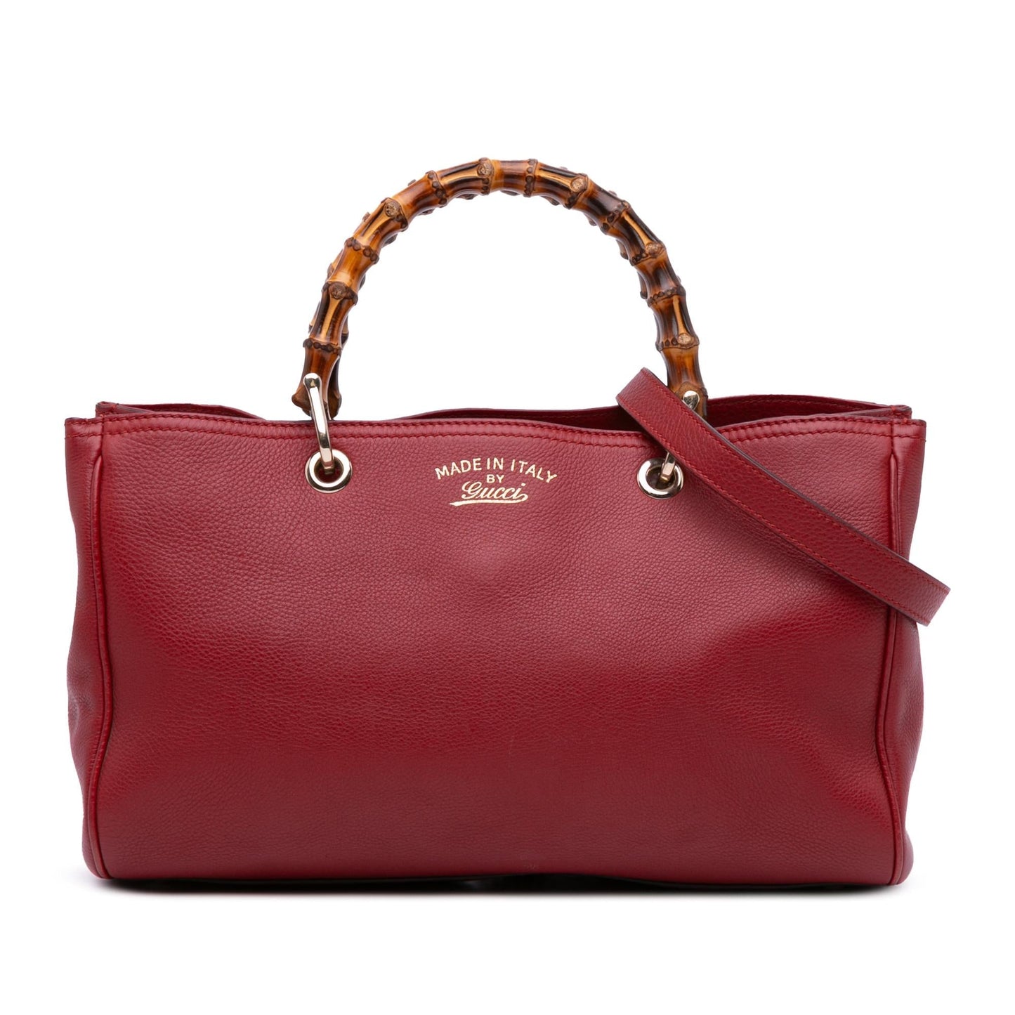 Gucci Bamboo Shopper Calf Calfskin Red Medium Satchel Bag Satchel 12