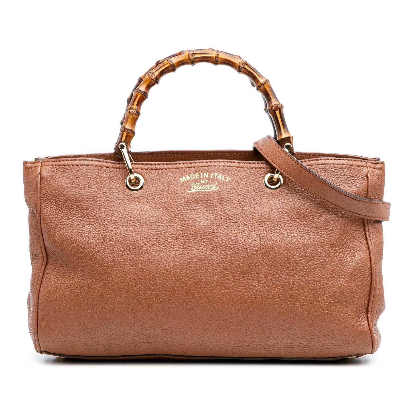Gucci Bamboo Shopper Calf Calfskin Brown Medium Satchel Bag
