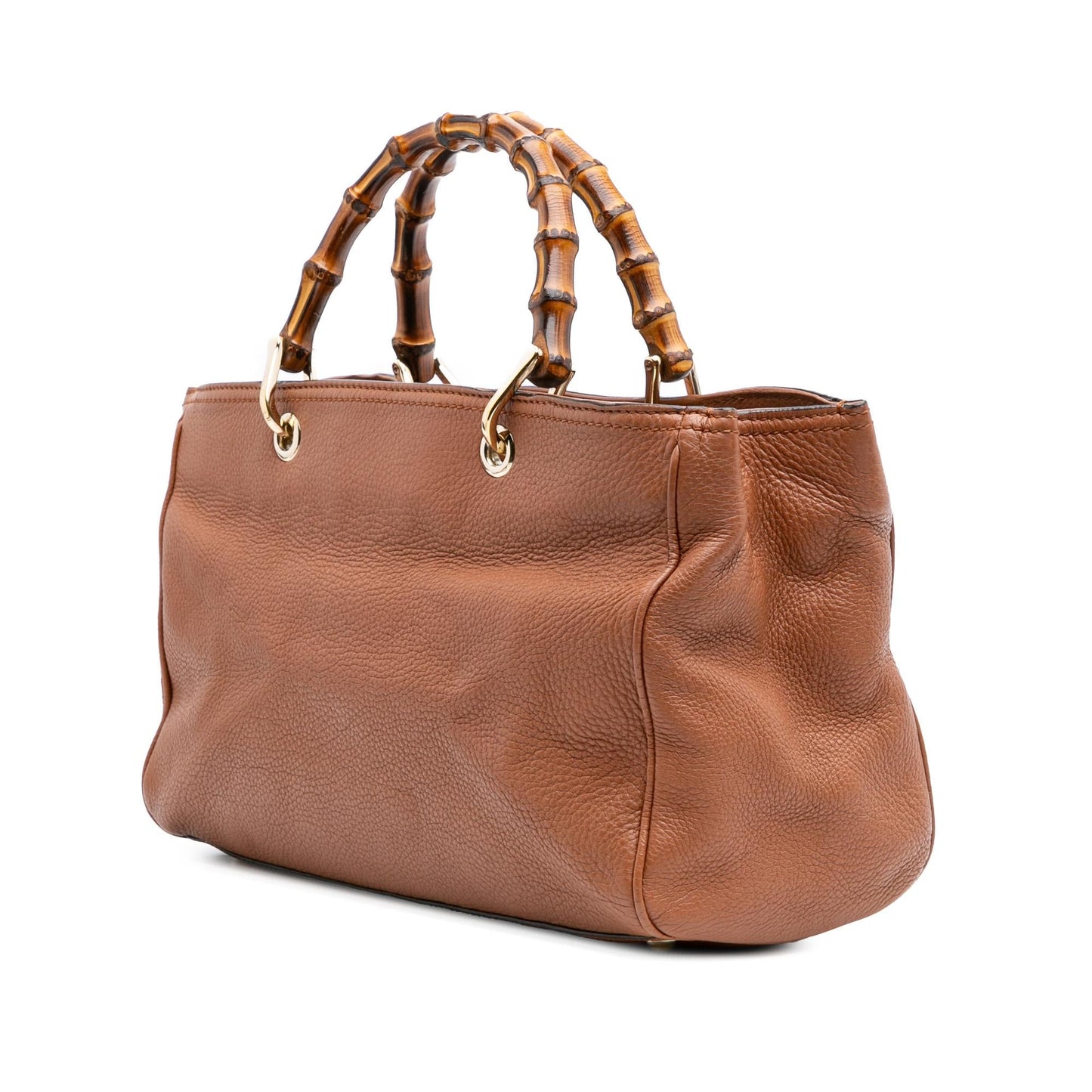 Gucci Bamboo Shopper Calf Calfskin Brown Medium Satchel Bag