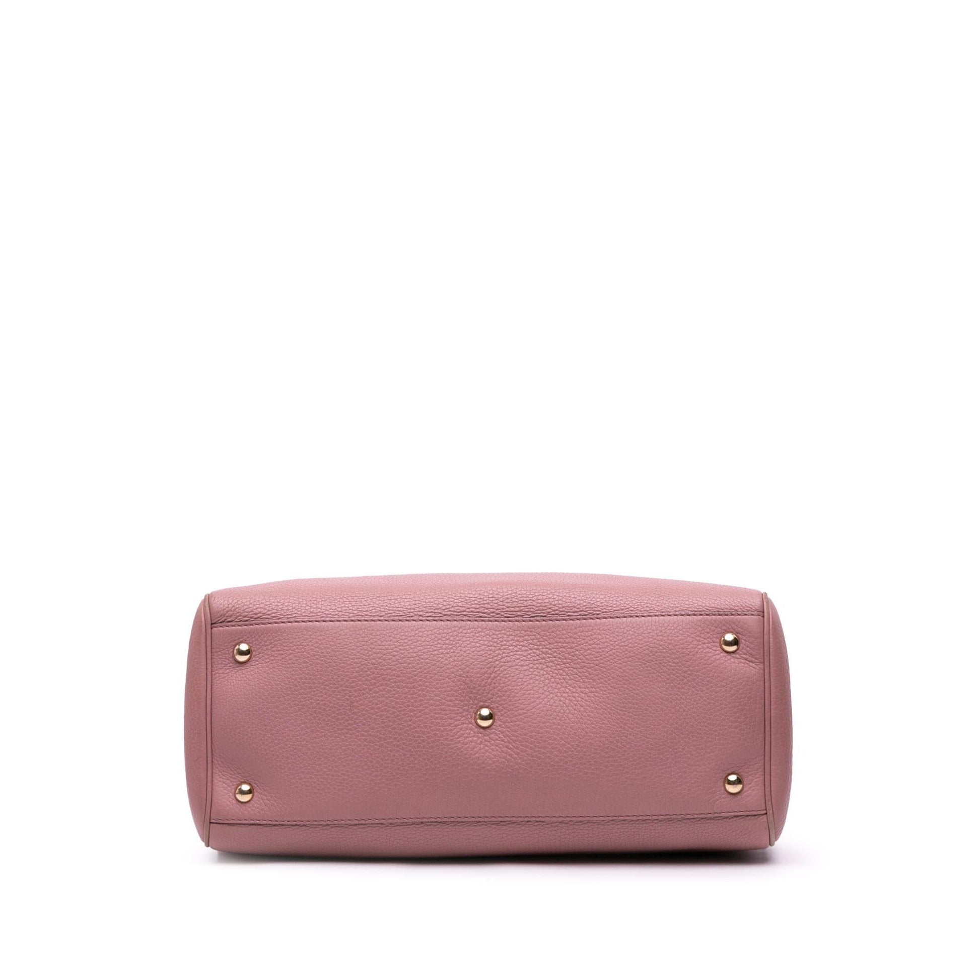 Gucci Bamboo Shopper Calf Calfskin Pink Medium Satchel Bag