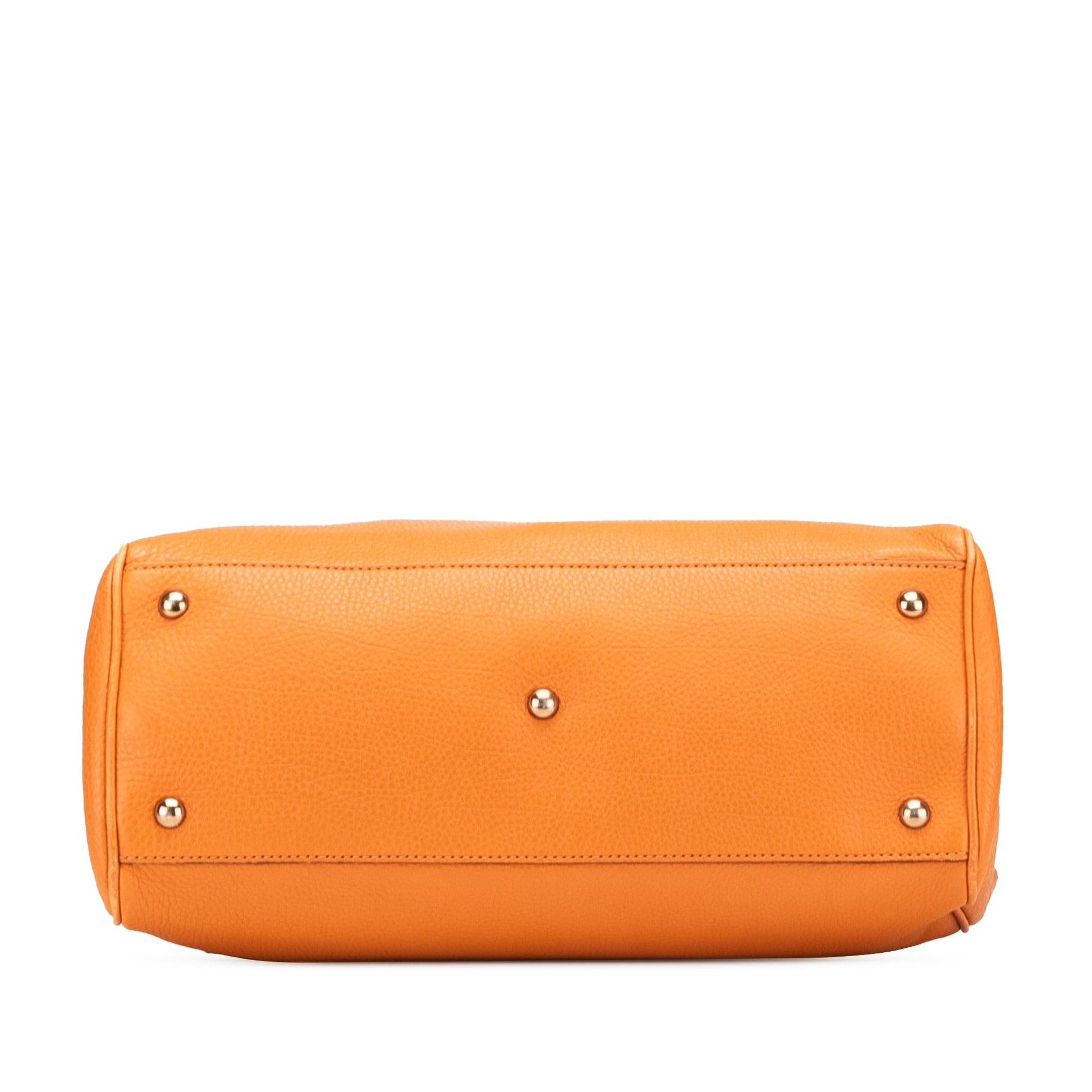 Gucci Bamboo Shopper Calf Calfskin Orange Medium Satchel Bag