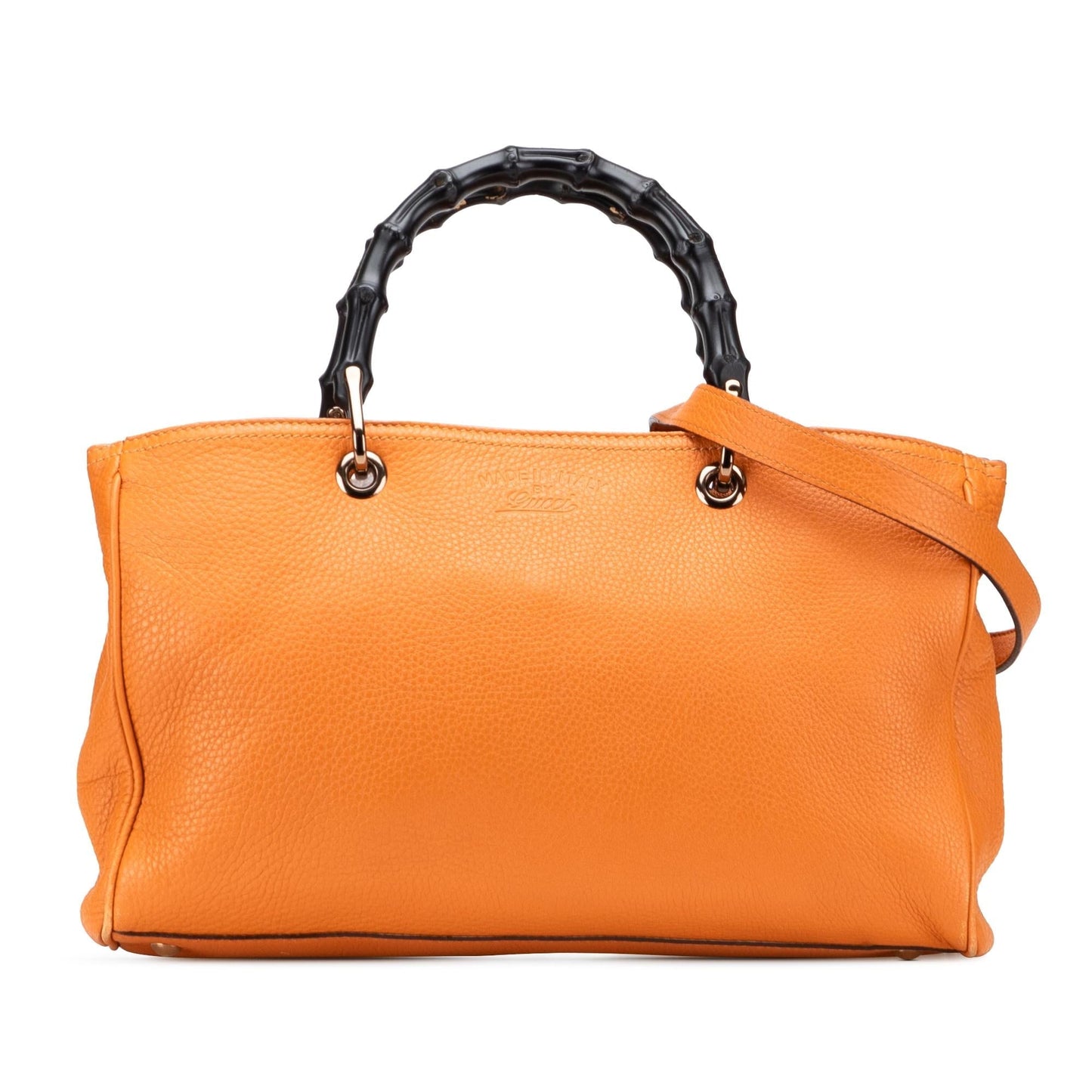 Gucci Bamboo Shopper Calf Calfskin Orange Medium Satchel Bag