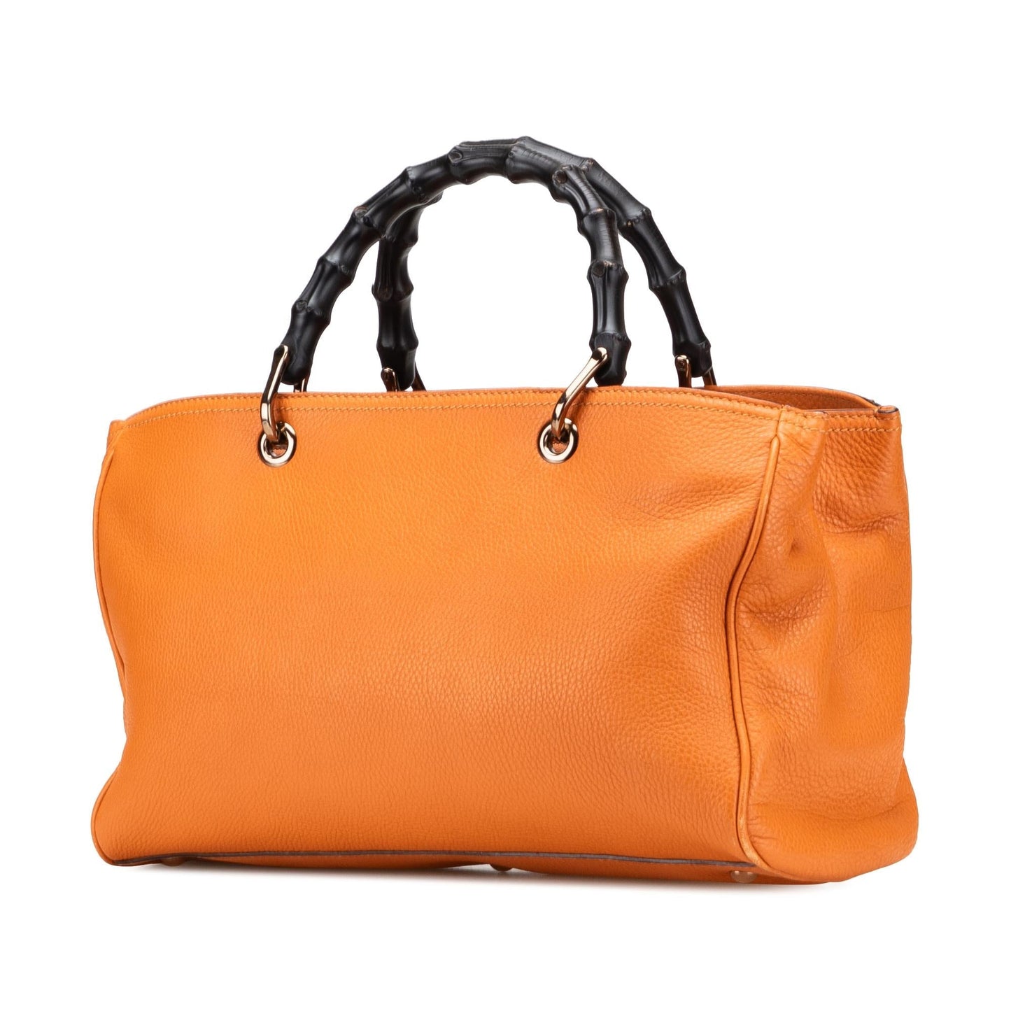 Gucci Bamboo Shopper Calf Calfskin Orange Medium Satchel Bag