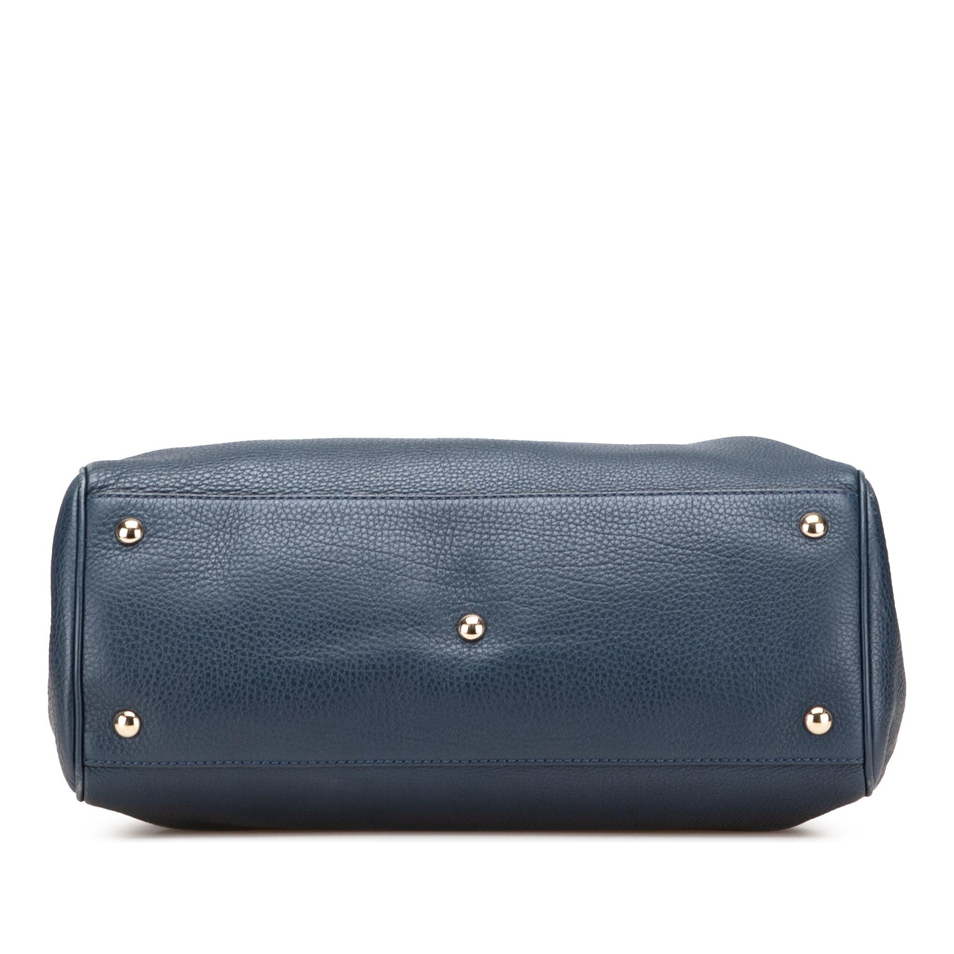 Gucci Bamboo Shopper Calf Calfskin Blue Medium Satchel Bag Satchel 21