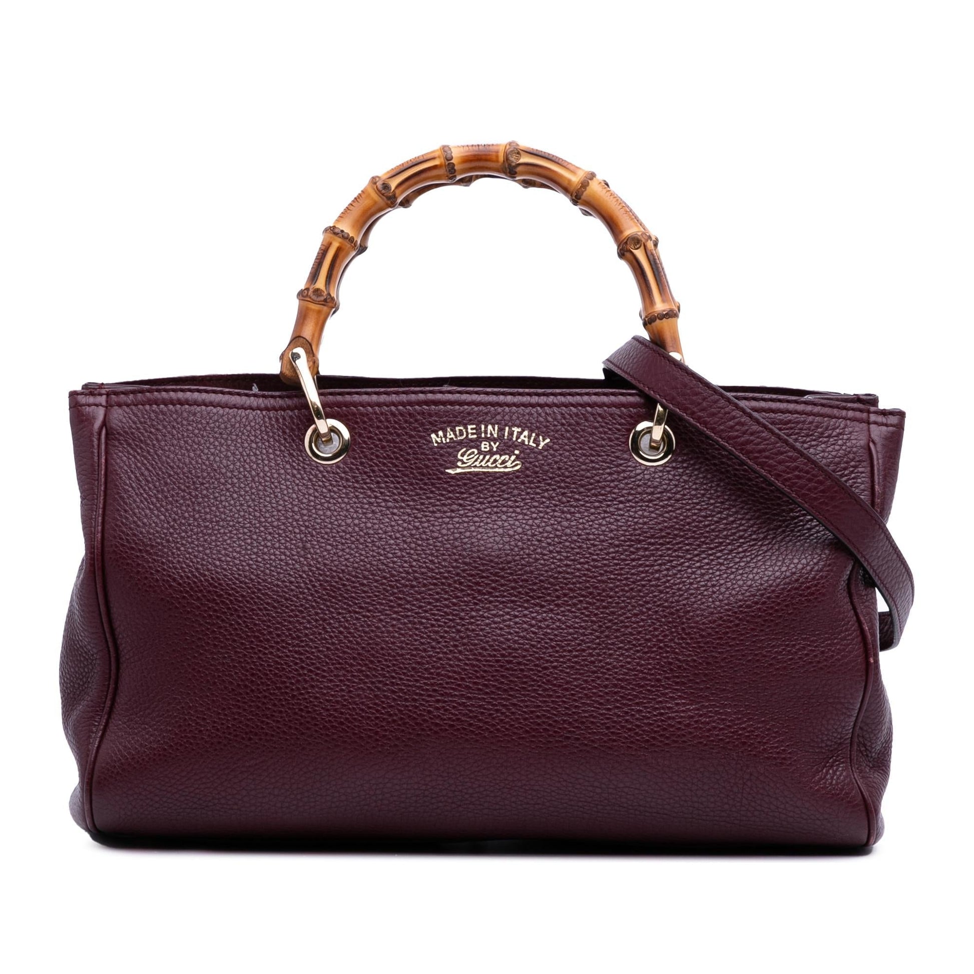 Gucci Bamboo Shopper Calf Calfskin Red Medium Satchel Bag Satchel 23