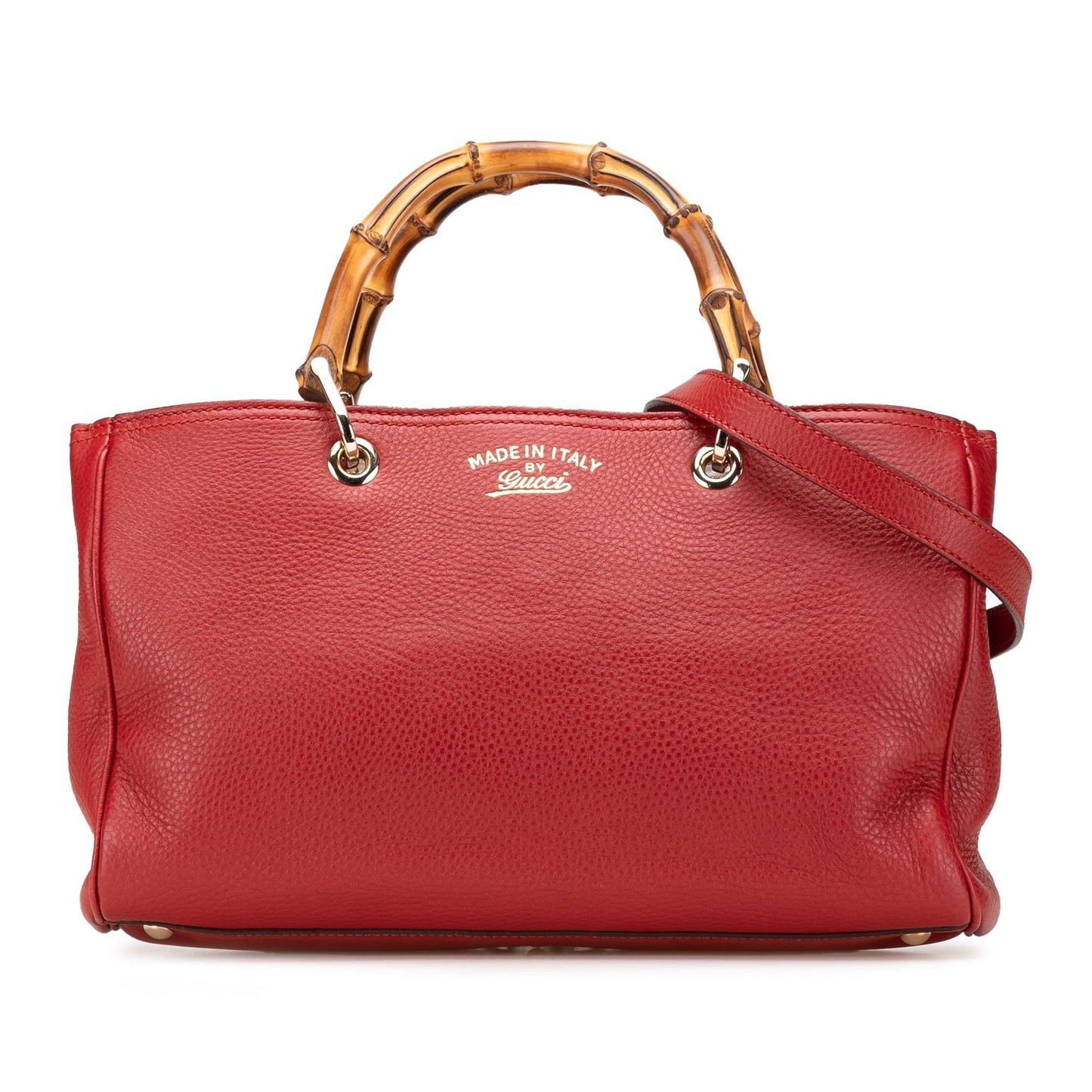 Gucci Bamboo Shopper Calf Calfskin Red Medium Satchel Bag Satchel 34