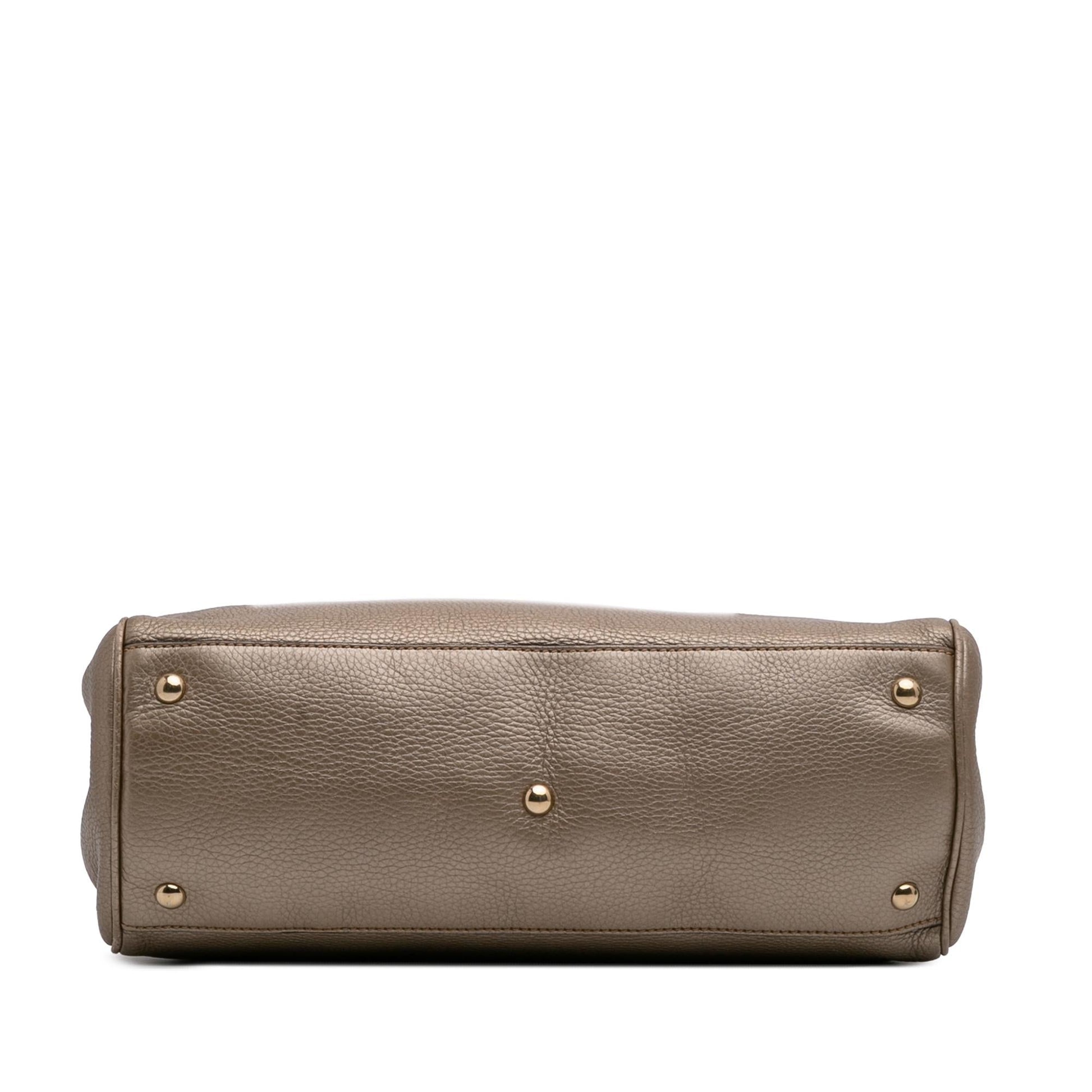 Gucci Bamboo Shopper Calf Calfskin Gold Medium Satchel Bag Satchel 30