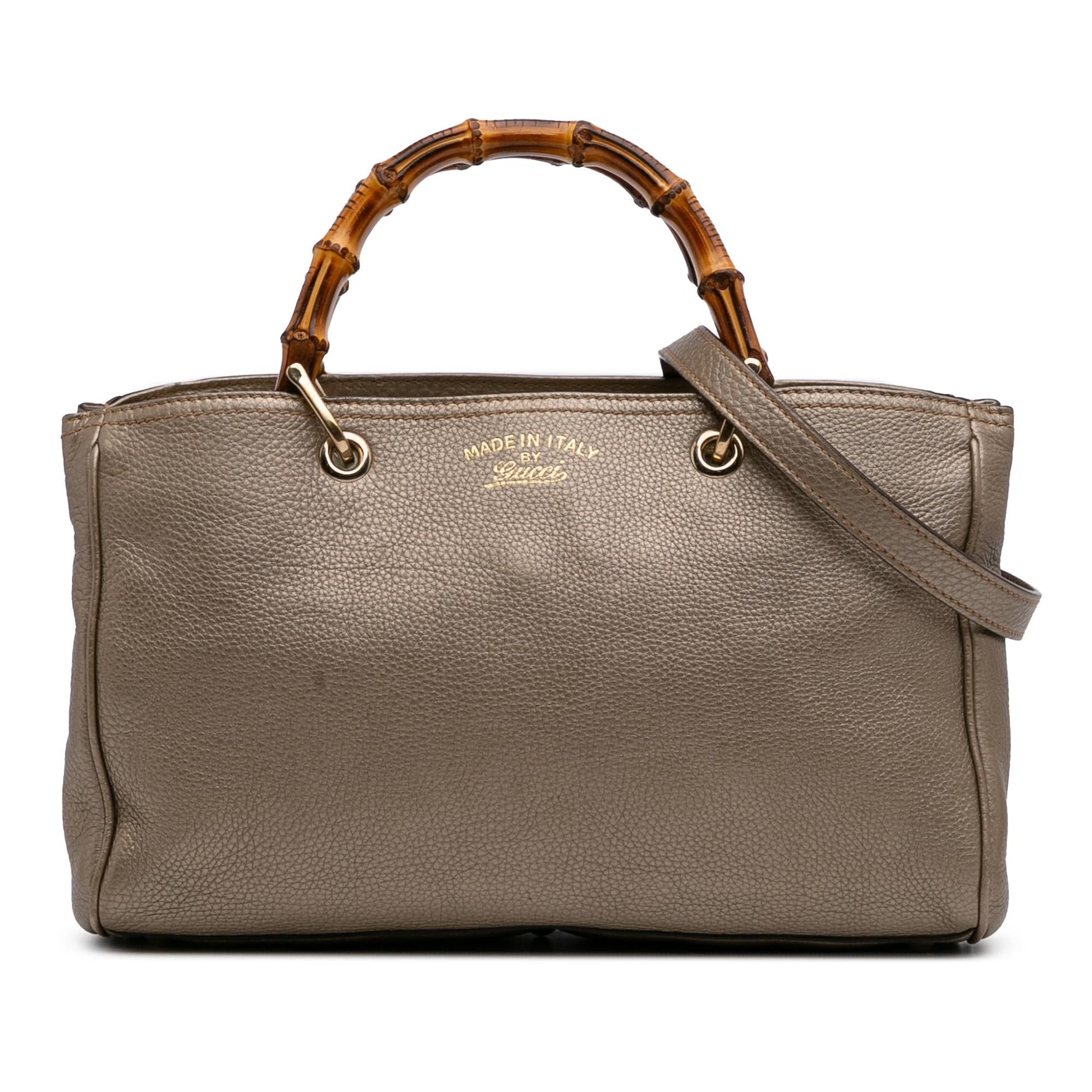 Gucci Bamboo Shopper Calf Calfskin Gold Medium Satchel Bag Satchel 30