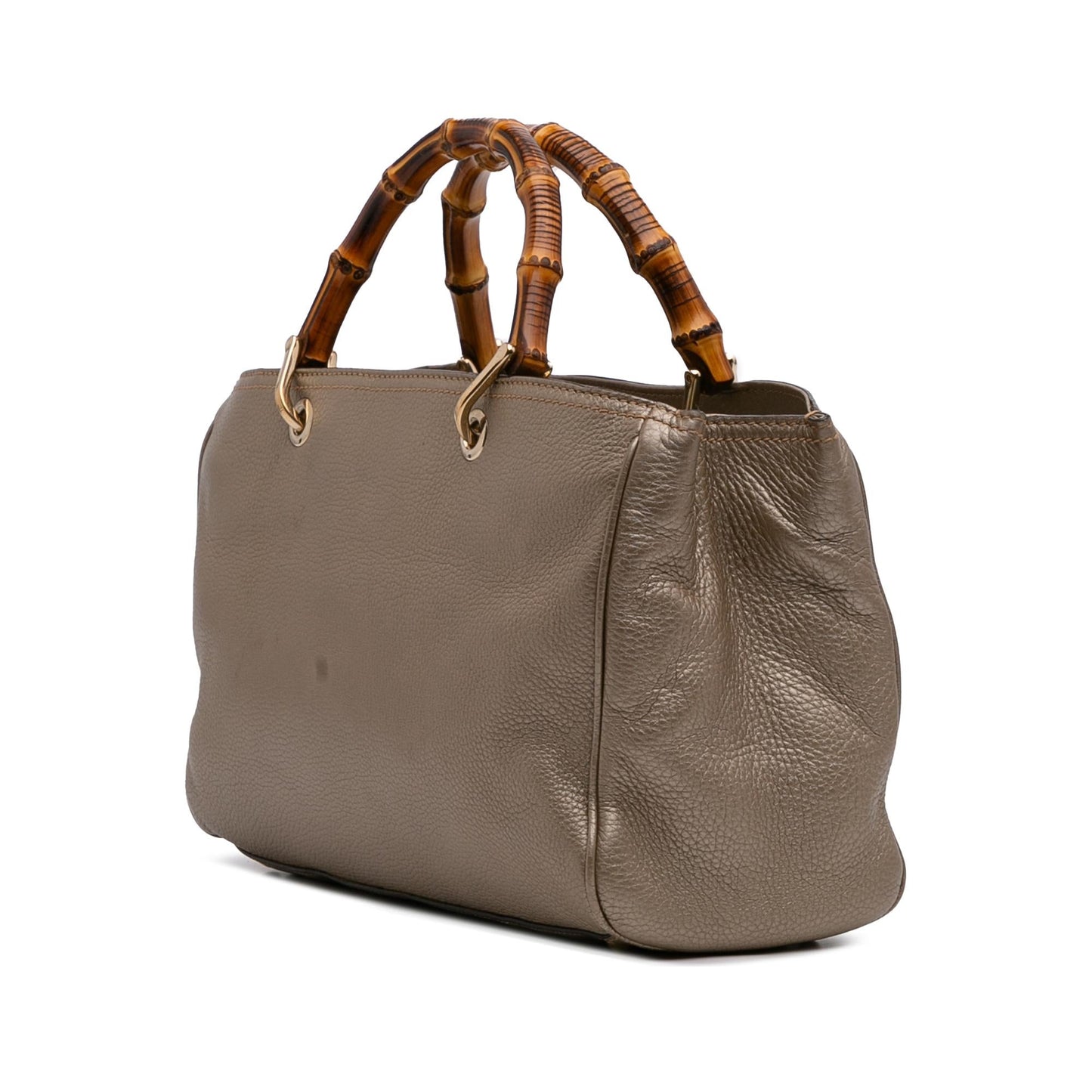 Gucci Bamboo Shopper Calf Calfskin Gold Medium Satchel Bag Satchel 30