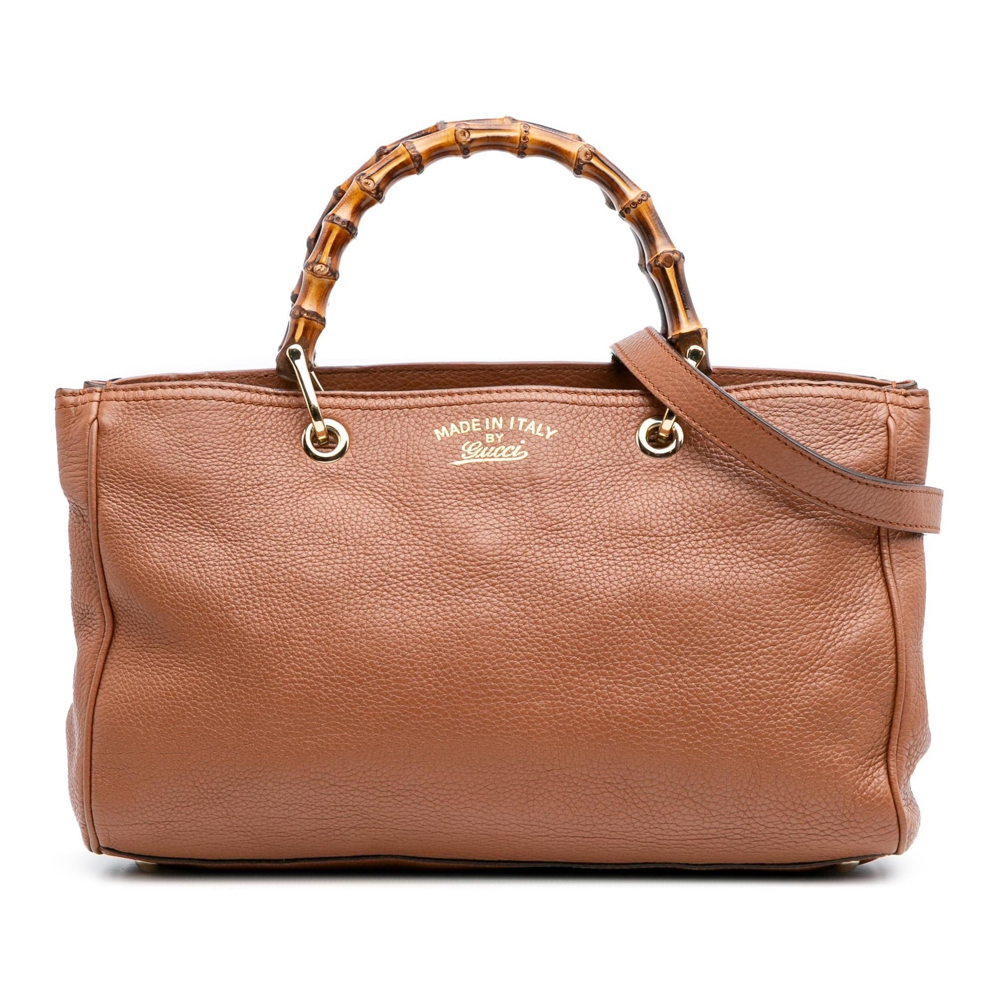 Gucci Bamboo Shopper Calf Calfskin Brown Medium Satchel Bag Satchel 32