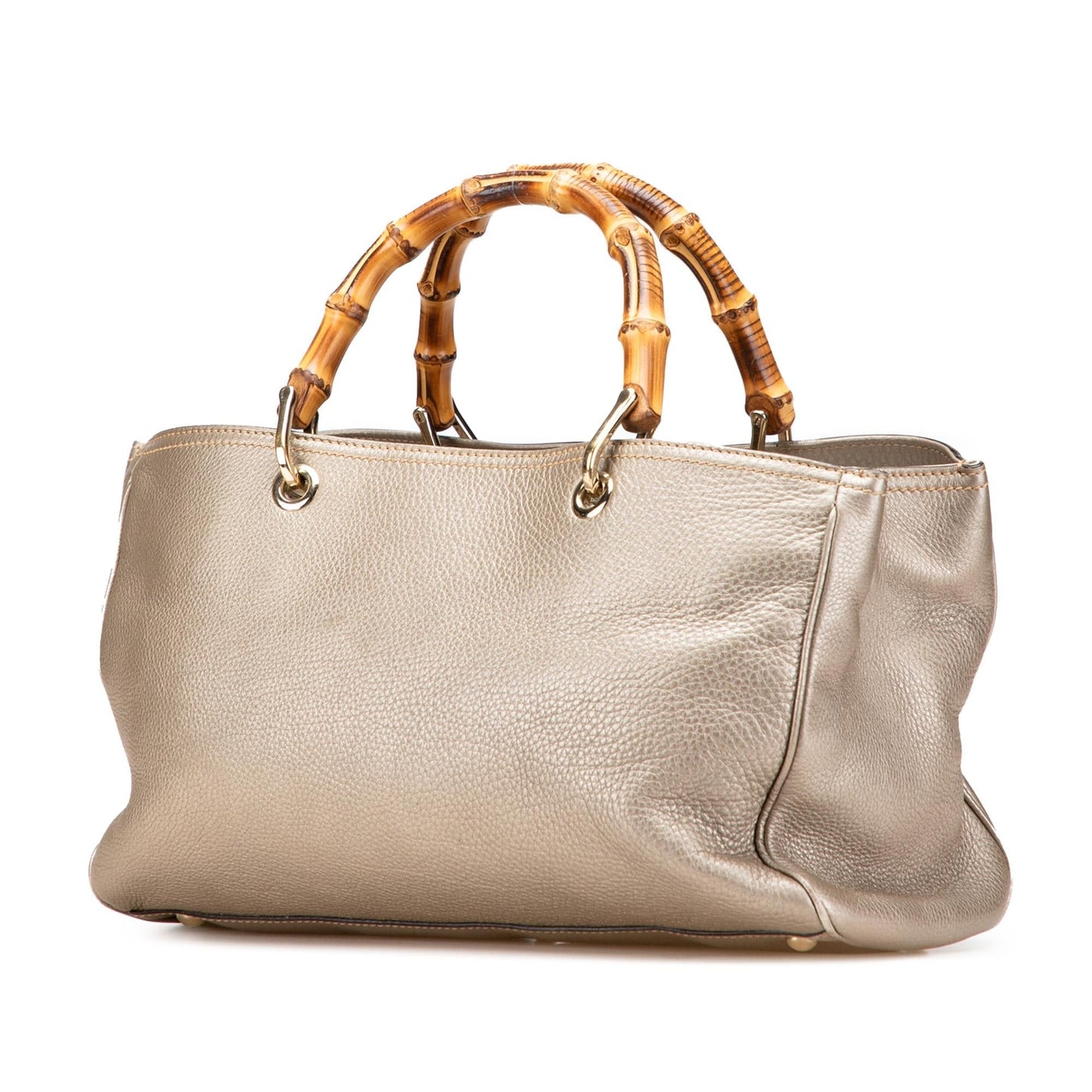 Gucci Bamboo Shopper Calf Calfskin Gold Medium Satchel Bag Satchel 28