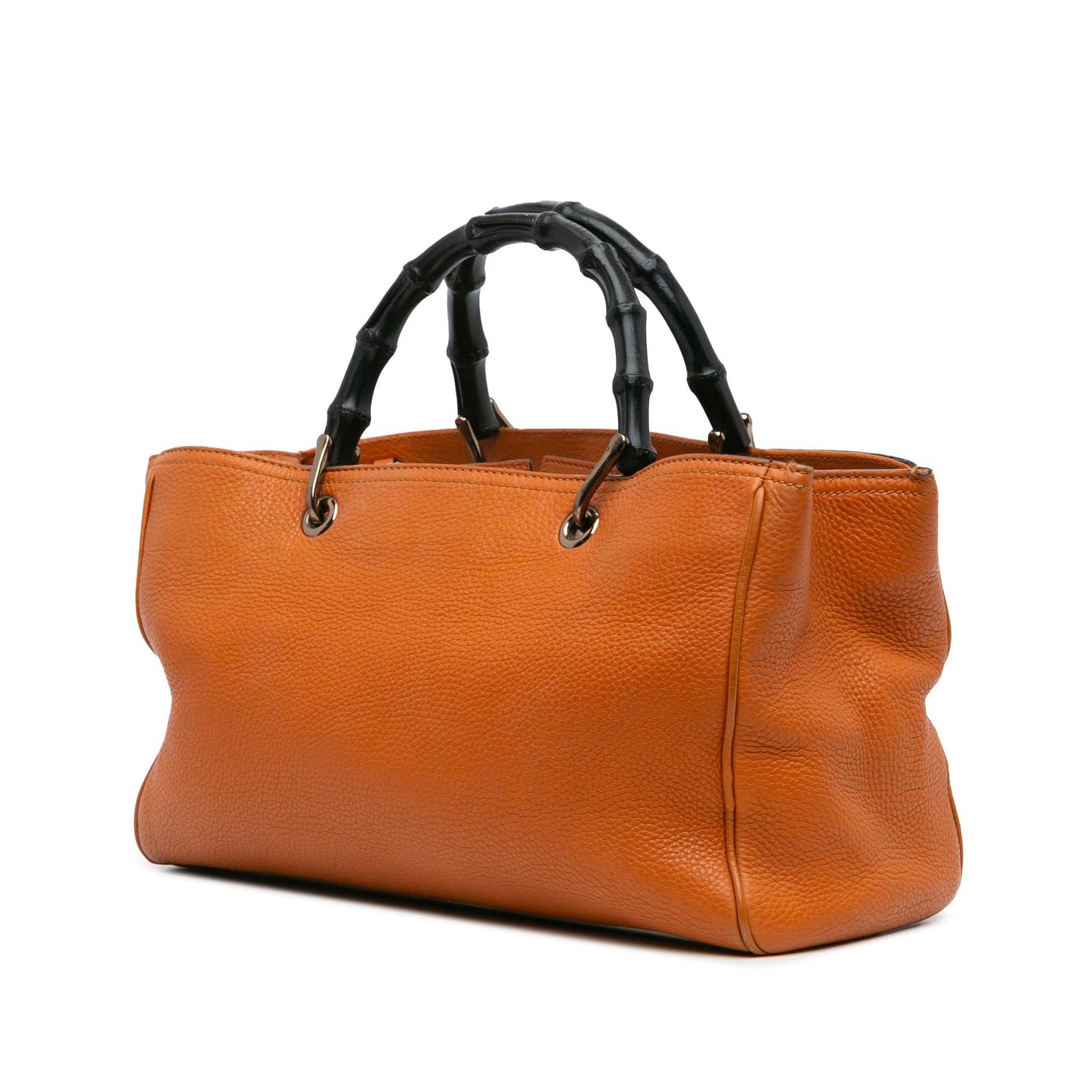 Gucci Bamboo Shopper Calf Calfskin Orange Medium Satchel Bag Satchel 26