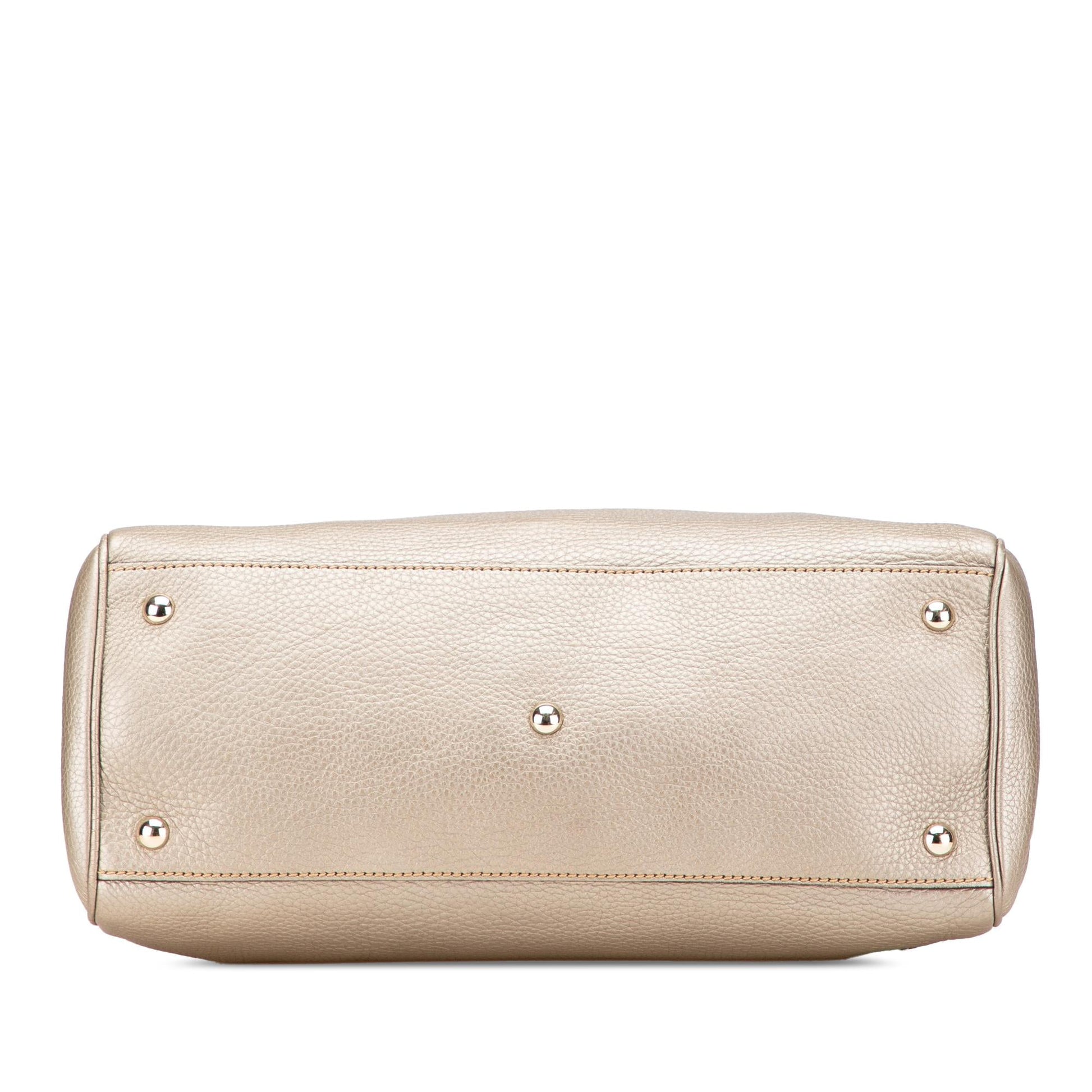 Gucci Bamboo Shopper Calf Calfskin Gold Medium Satchel Bag Satchel 36