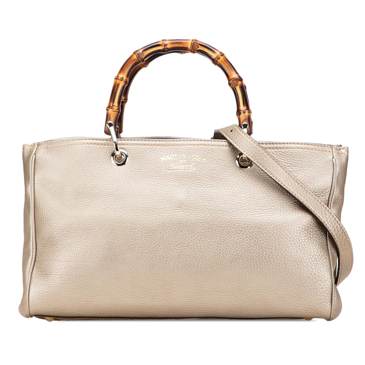 Gucci Bamboo Shopper Calf Calfskin Gold Medium Satchel Bag Satchel 36