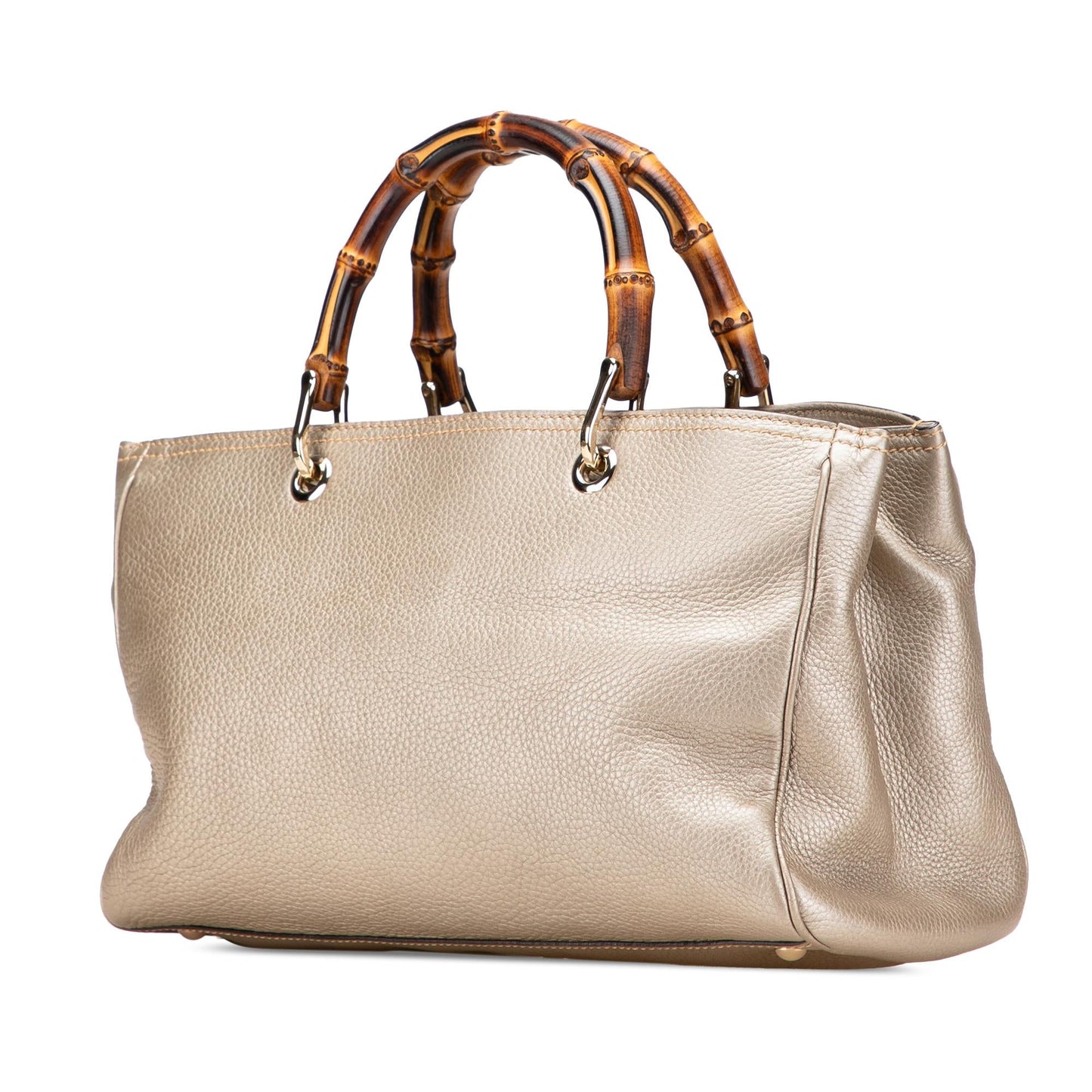 Gucci Bamboo Shopper Calf Calfskin Gold Medium Satchel Bag Satchel 36