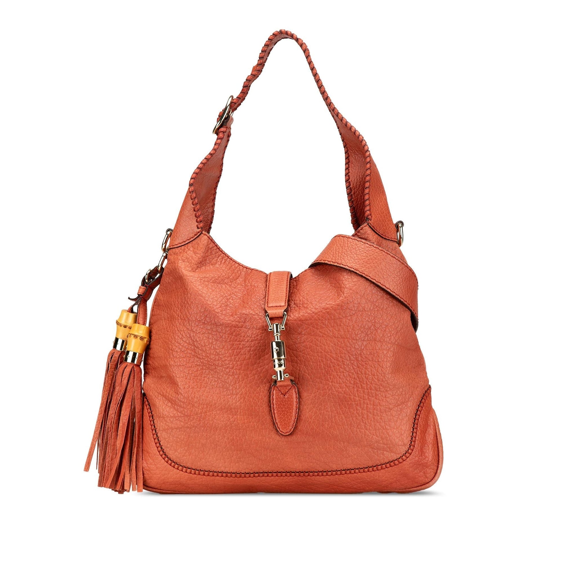 Gucci New Jackie Calf Calfskin Brown Medium Satchel Bag