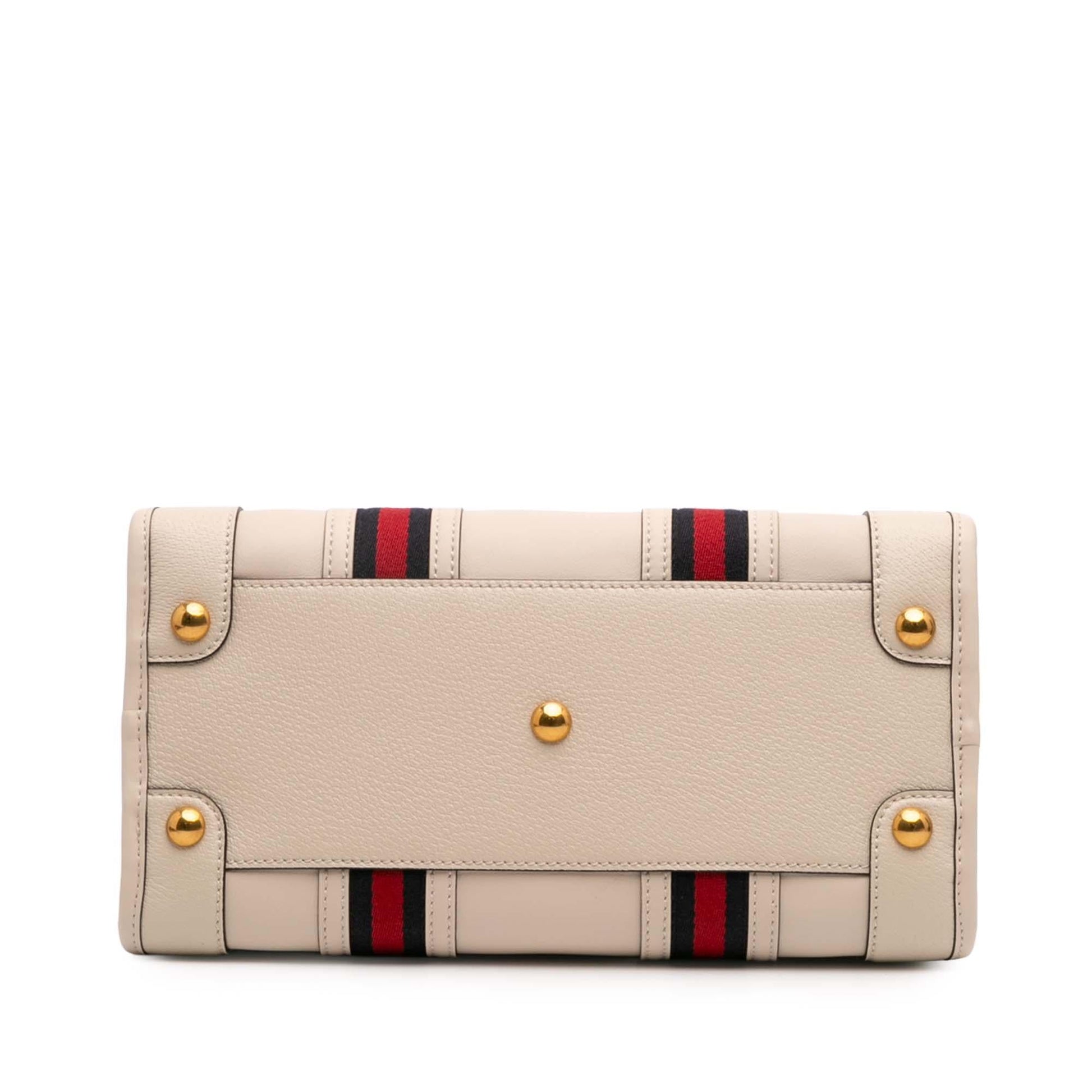 Gucci Web Bauletto Calfskin Medium Top Handle Travel Bag