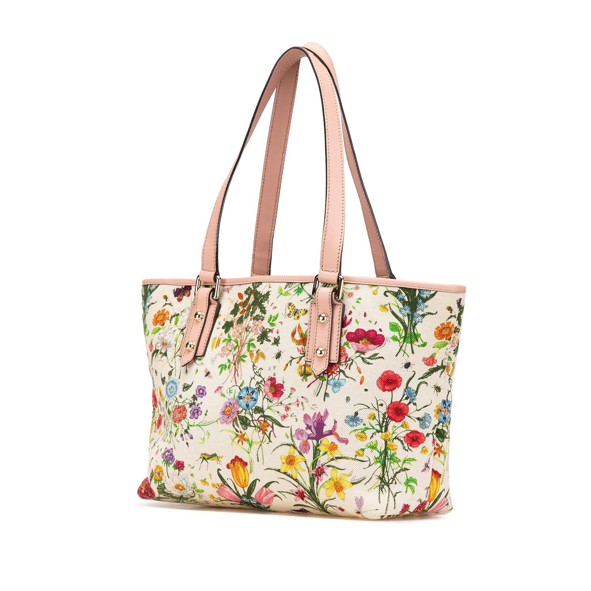 Gucci Flora Jolicoeur Canvas White Medium Tote Bag