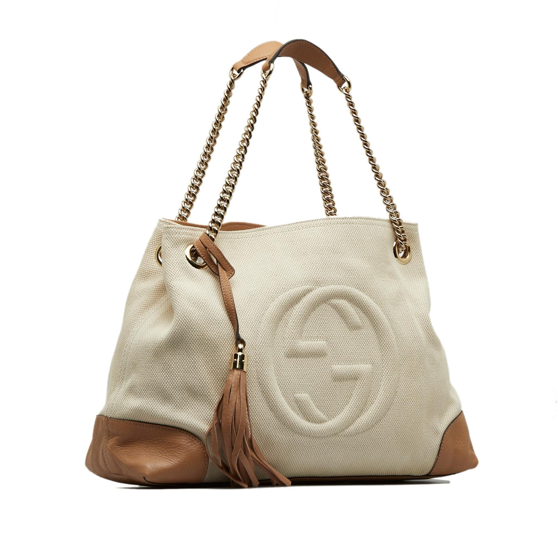 Gucci Soho SHG-MTThDG Canvas Brown Medium Chain Tote Bag