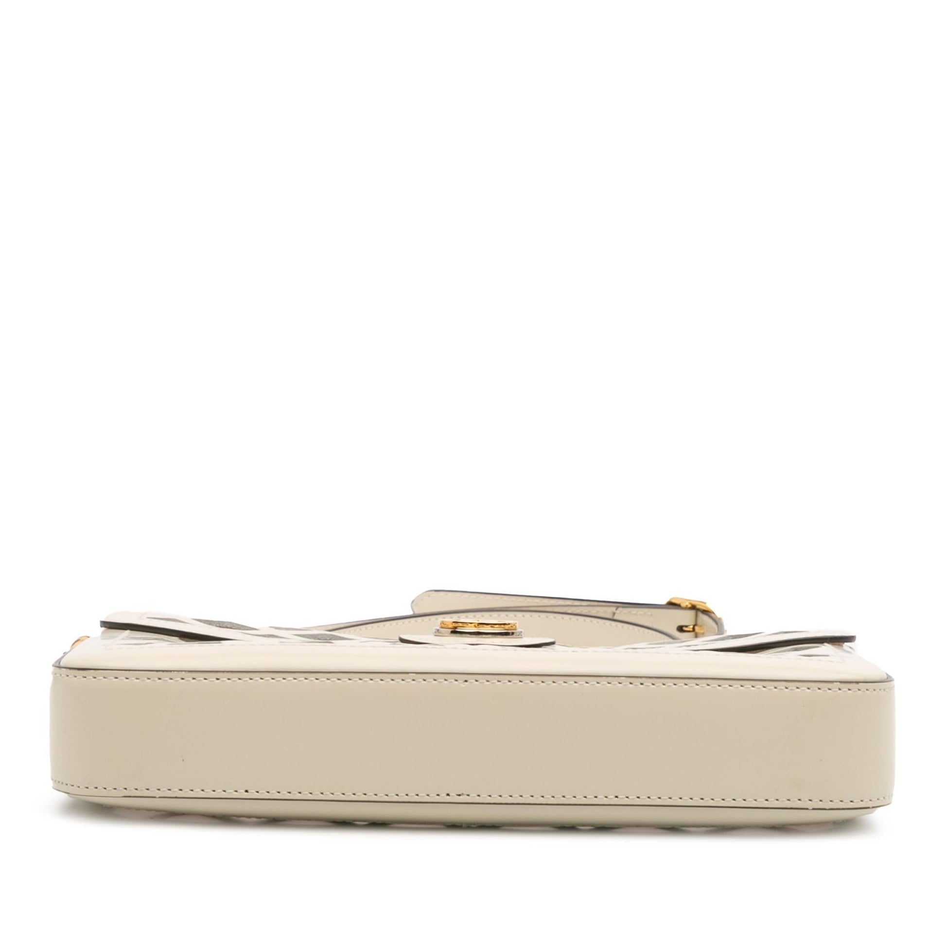 Gucci Cutout Flora Traforata Leather Canvas Medium Flap Crossbody Bag