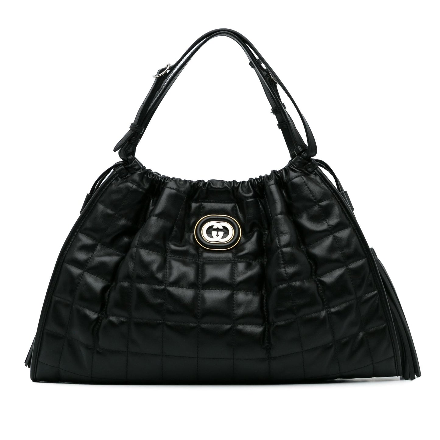 Gucci Deco SHG-pz2Evl Calf Black Medium Satchel Bag