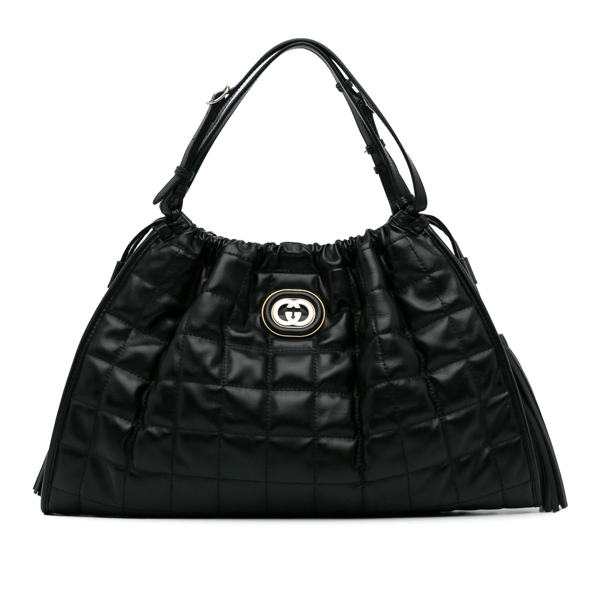Gucci Deco SHG-pz2Evl Calf Black Medium Satchel Bag