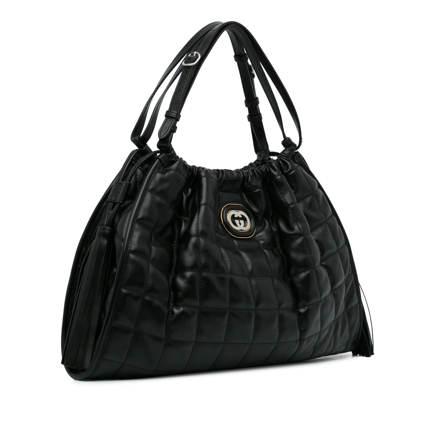 Gucci Deco SHG-pz2Evl Calf Black Medium Satchel Bag